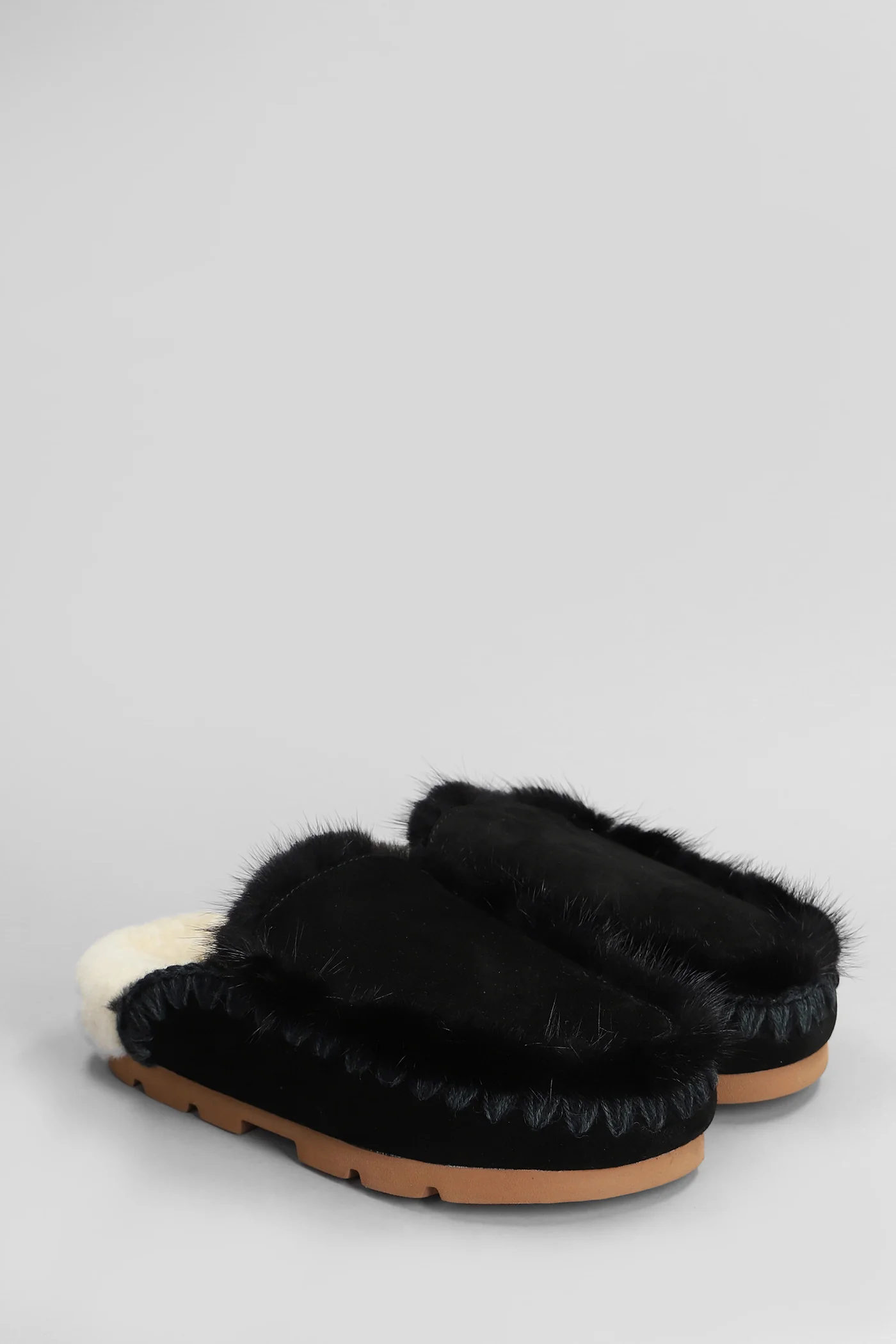 Winter bio fur trim Slipper-Mule in black suede - Image 2