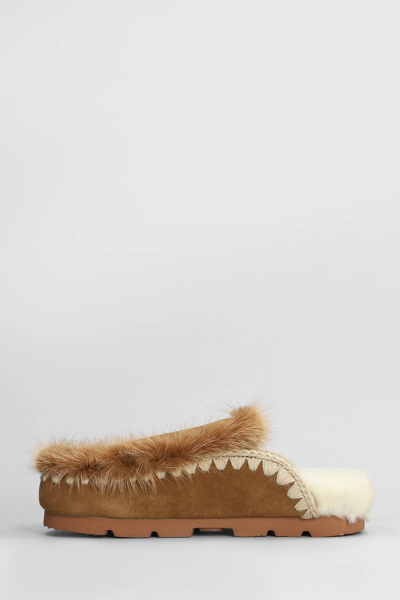 Winter bio fur trim Slipper-Mule in brown suede - Image 3