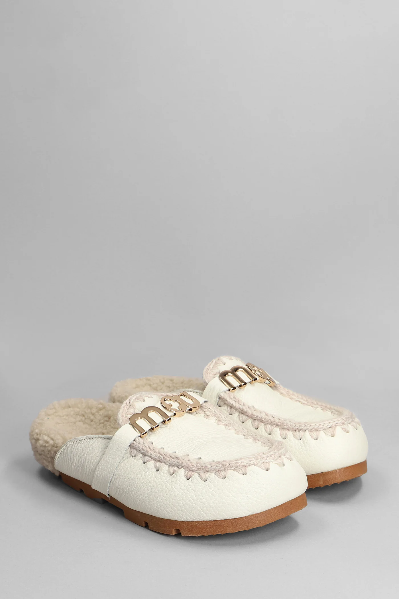 Winter Bio Slipper-Mule in white leather - Image 2