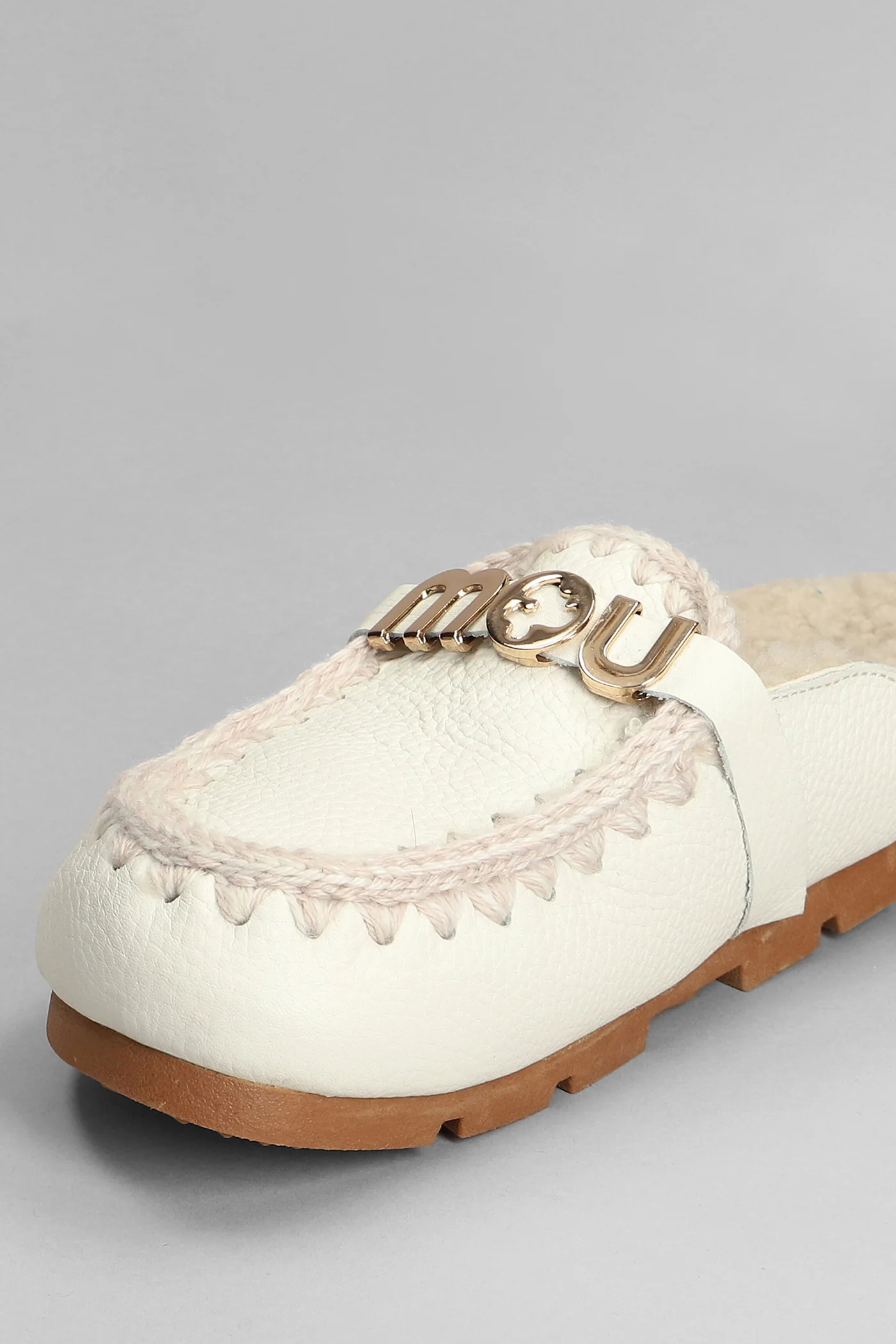 Winter Bio Slipper-Mule in white leather - Image 5