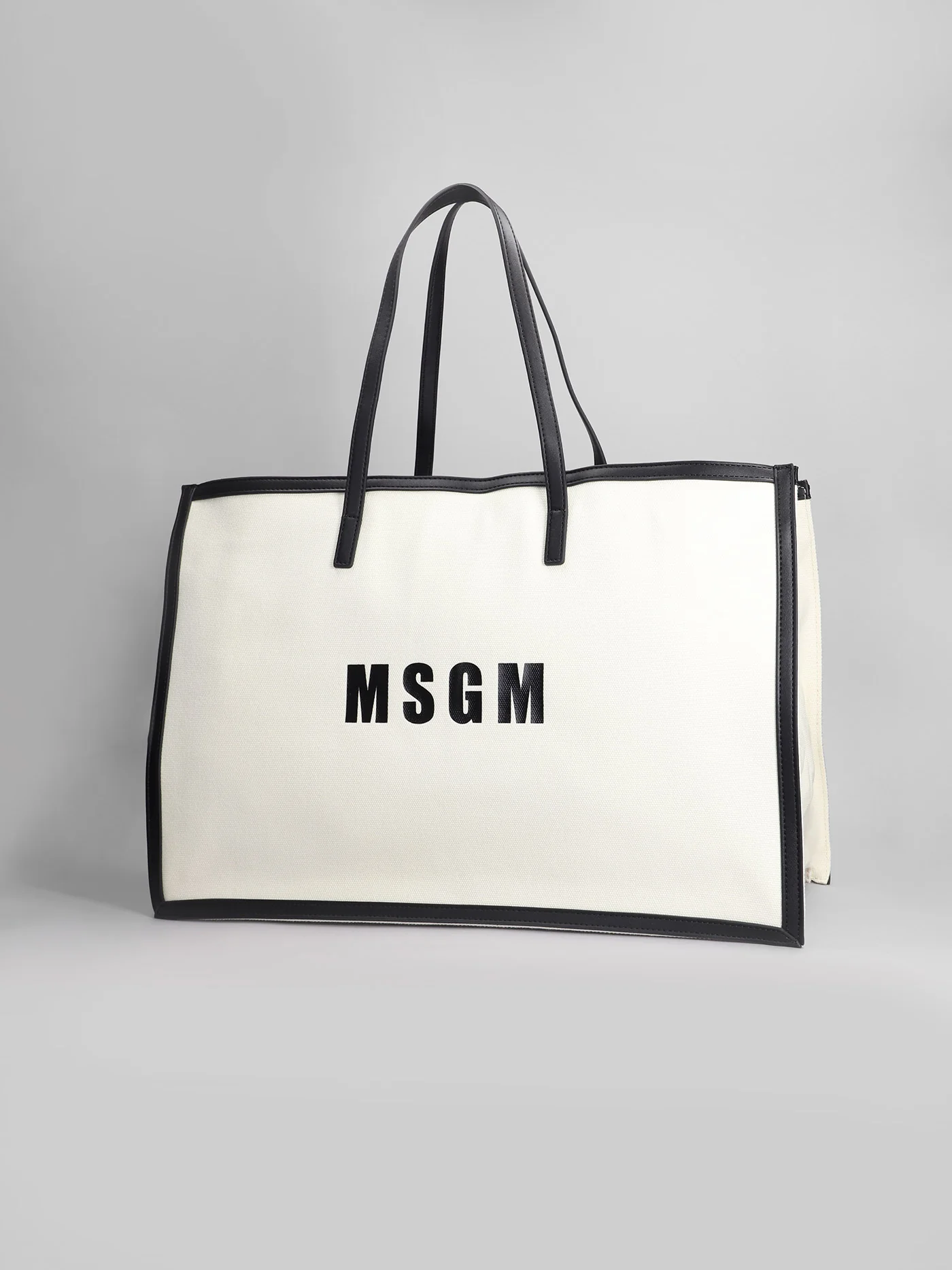 Hand bag in beige cotton - Image 2