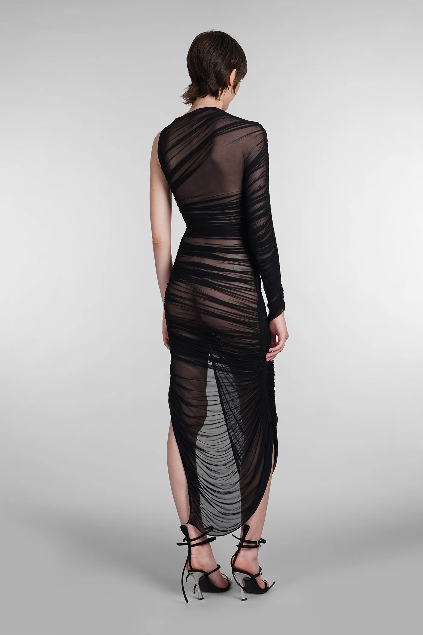 Dress woman  in black polyamide - Image 3