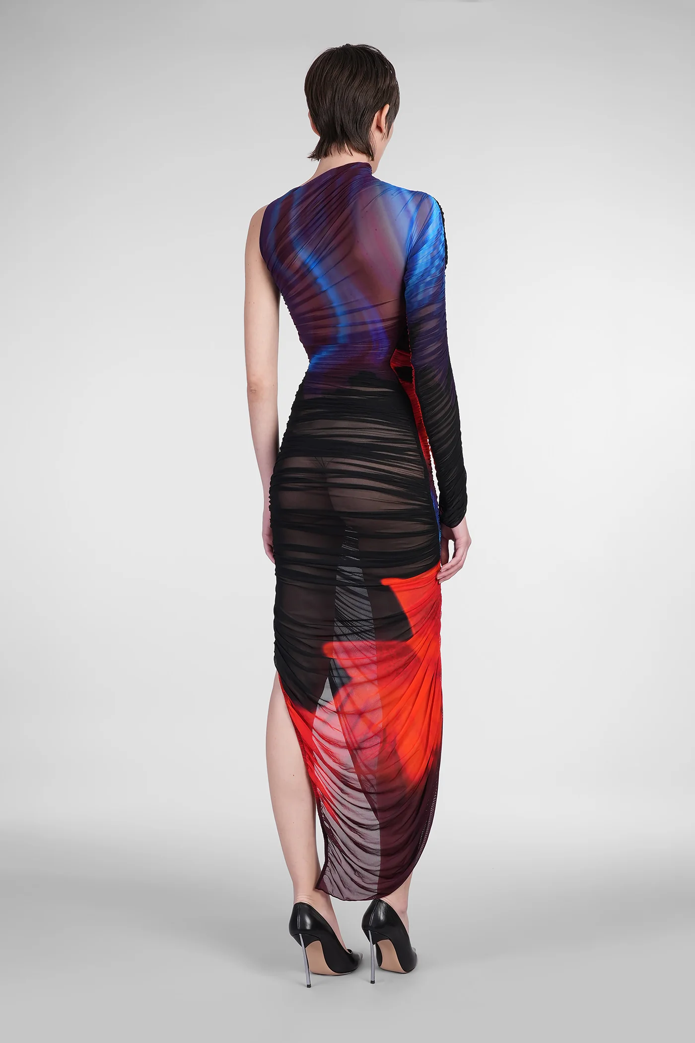Dress woman  in multicolor polyamide - Image 3