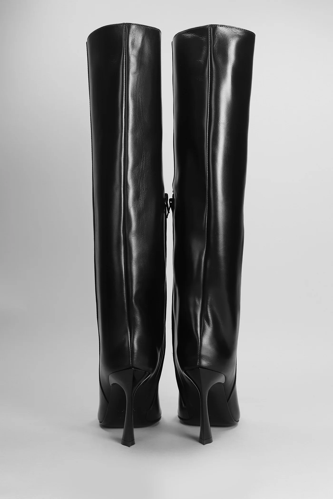 High heels boots in black leather - Image 4