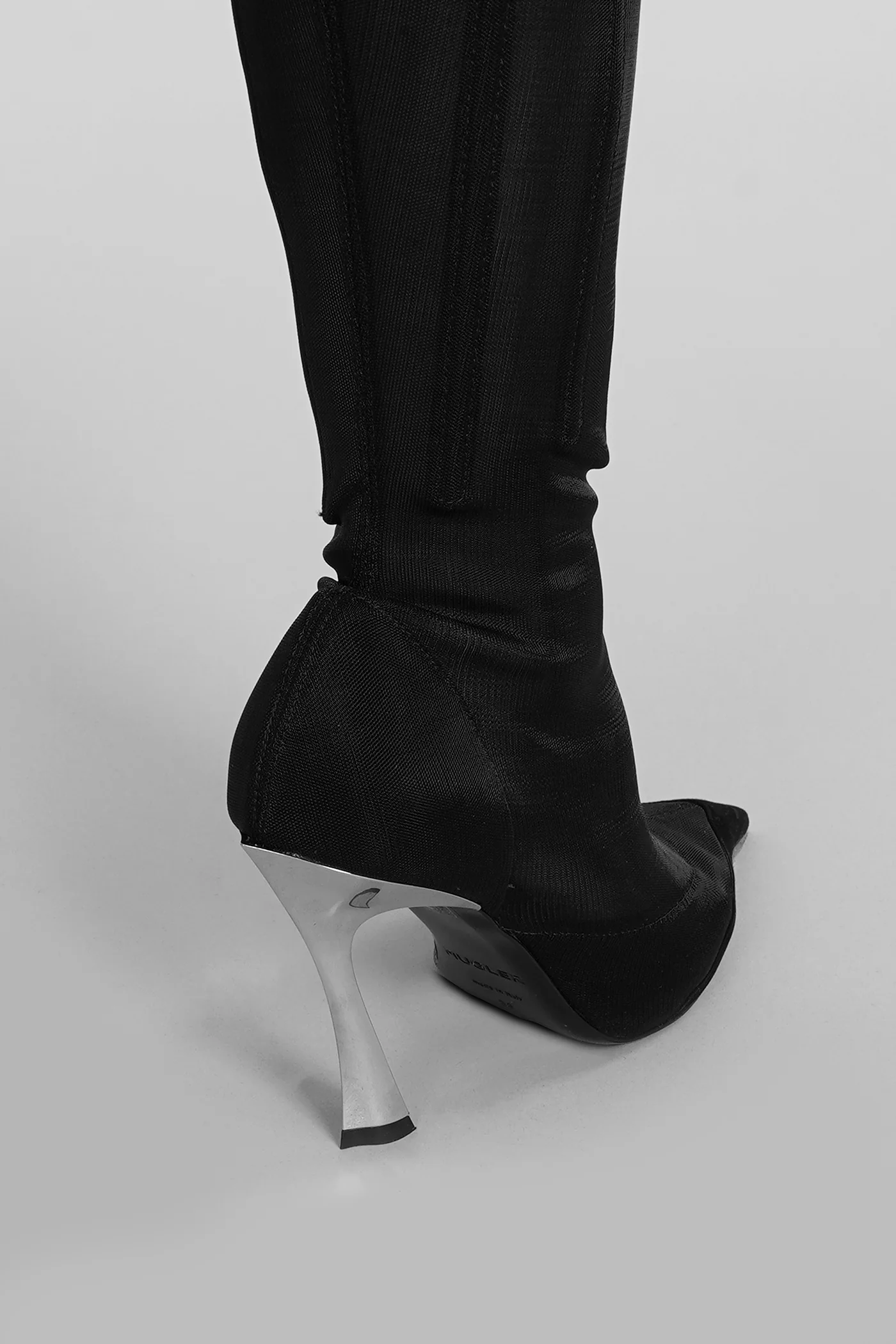 High heels boots in black nylon - Image 5