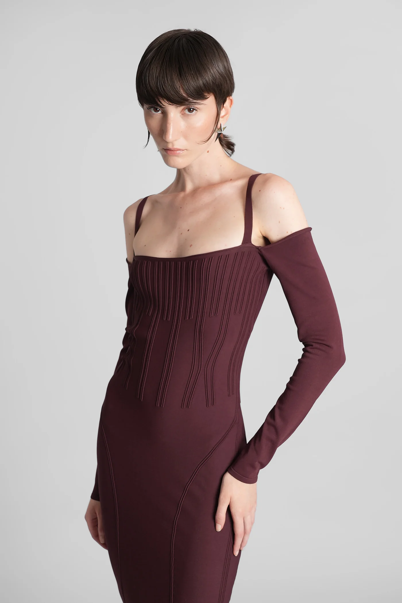 Mini dress in bordeaux viscose - Image 2