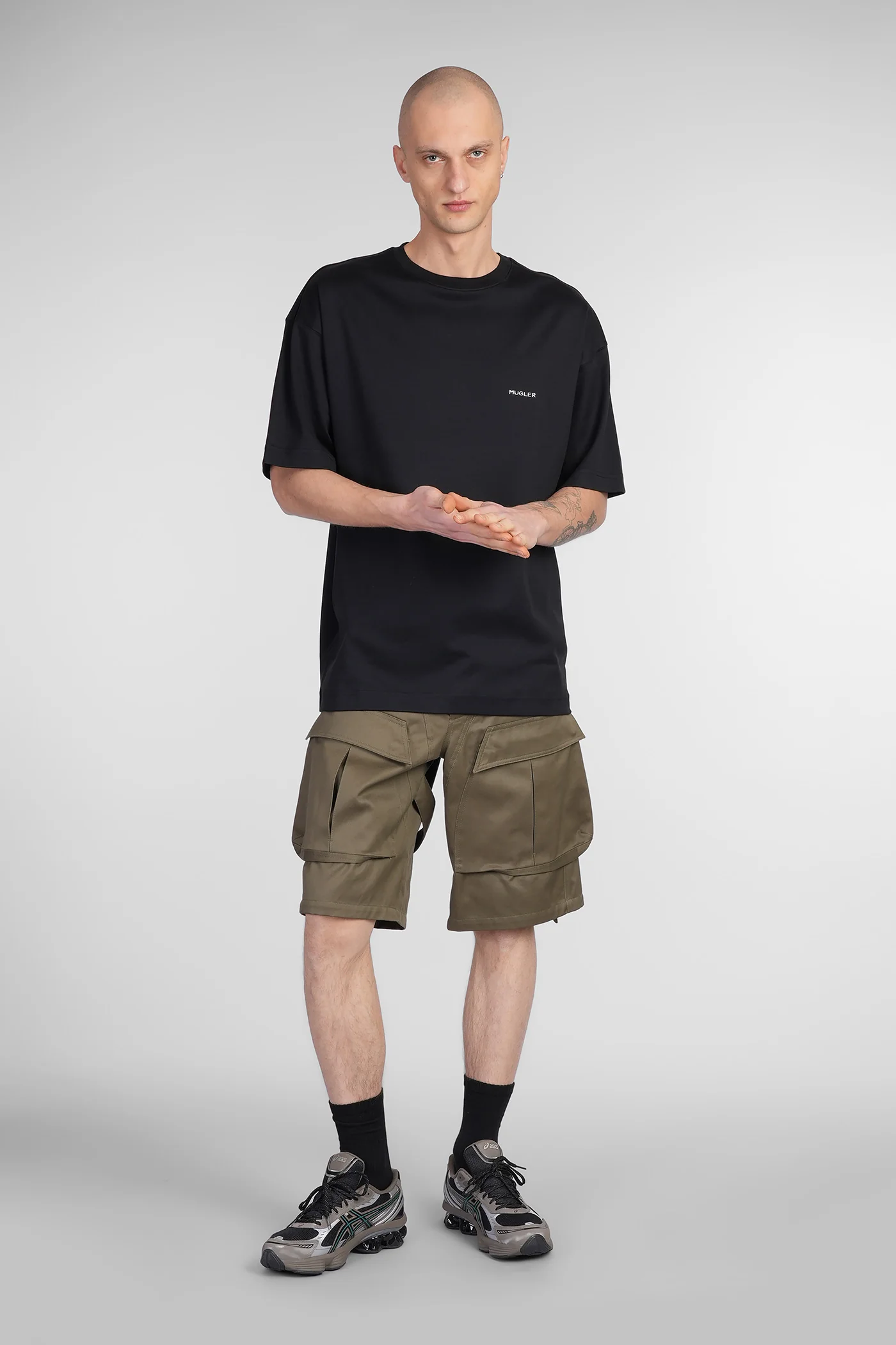 Shorts in khaki cotton - Image 2
