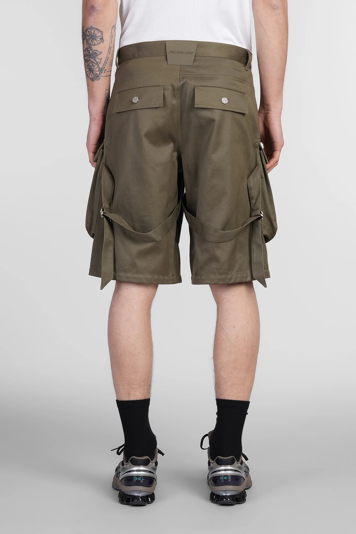 Shorts in khaki cotton - Image 3