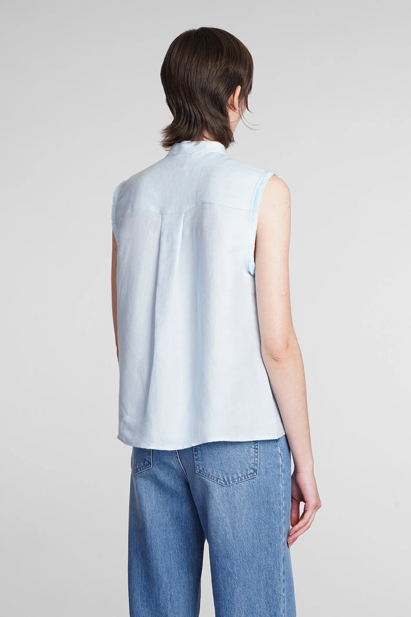 Antibes Shirt in cyan linen - Image 3