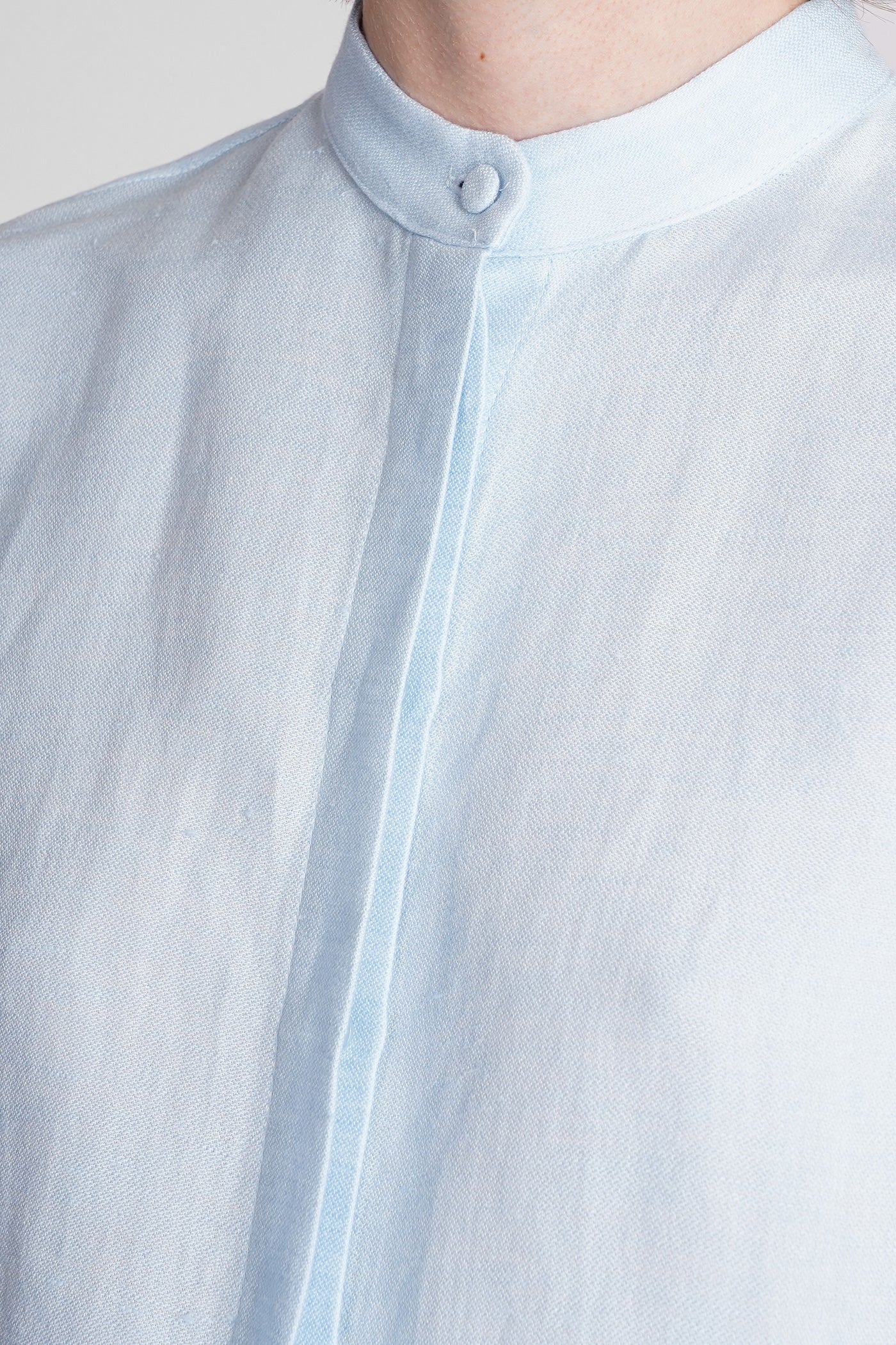 Antibes Shirt in cyan linen - Image 5