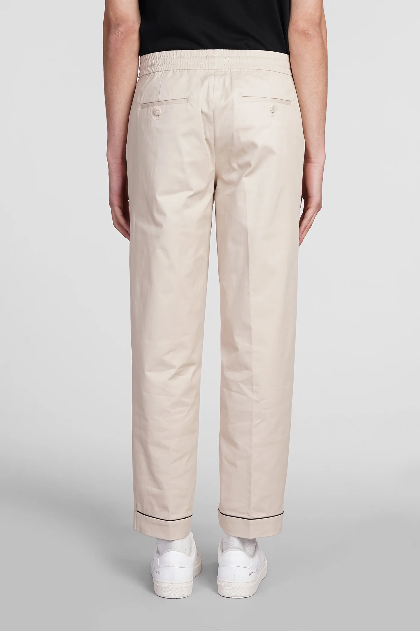 Rem slim low rise Pants in beige cotton - Image 3