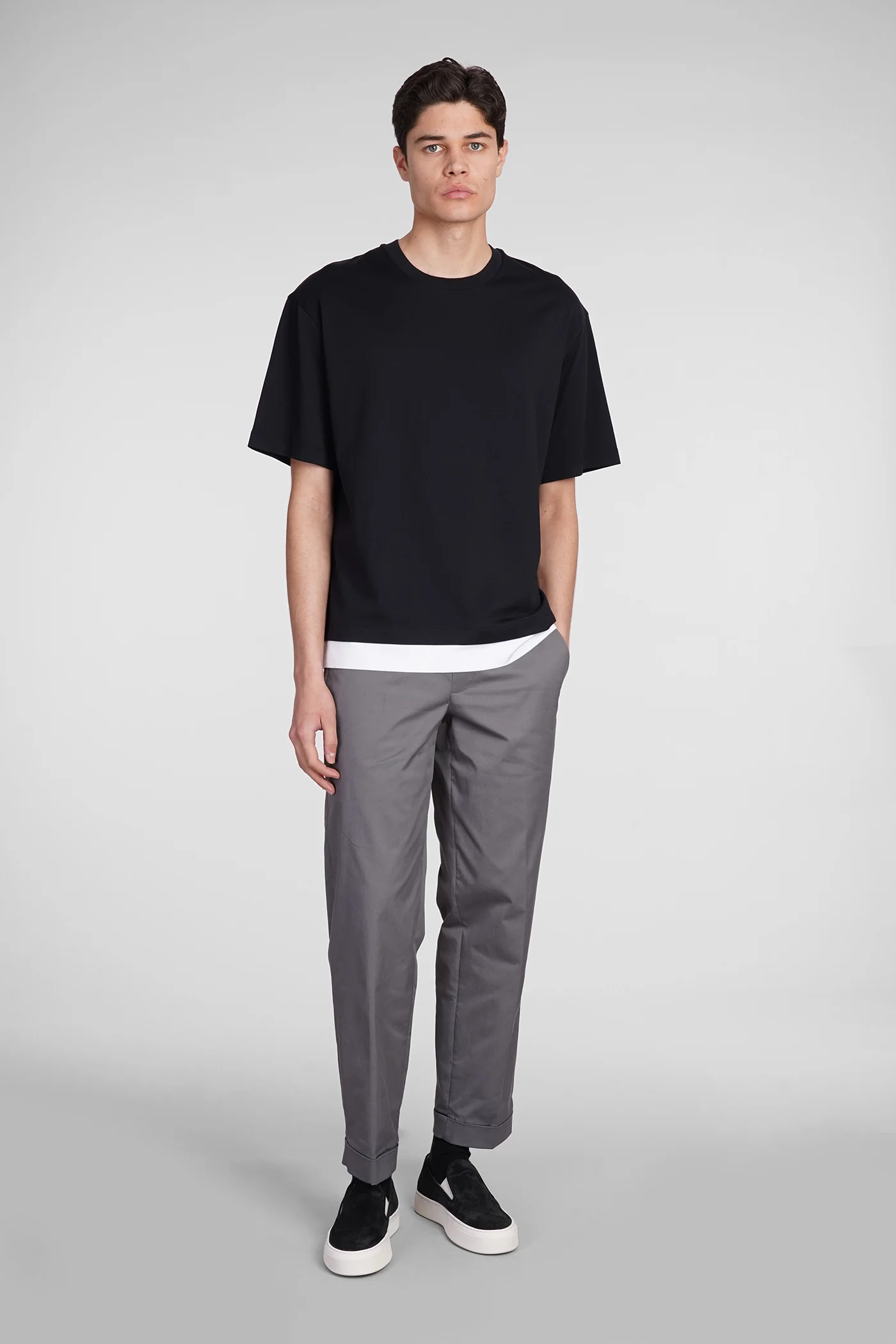 Rem slim low rise Pants in grey cotton - Image 2