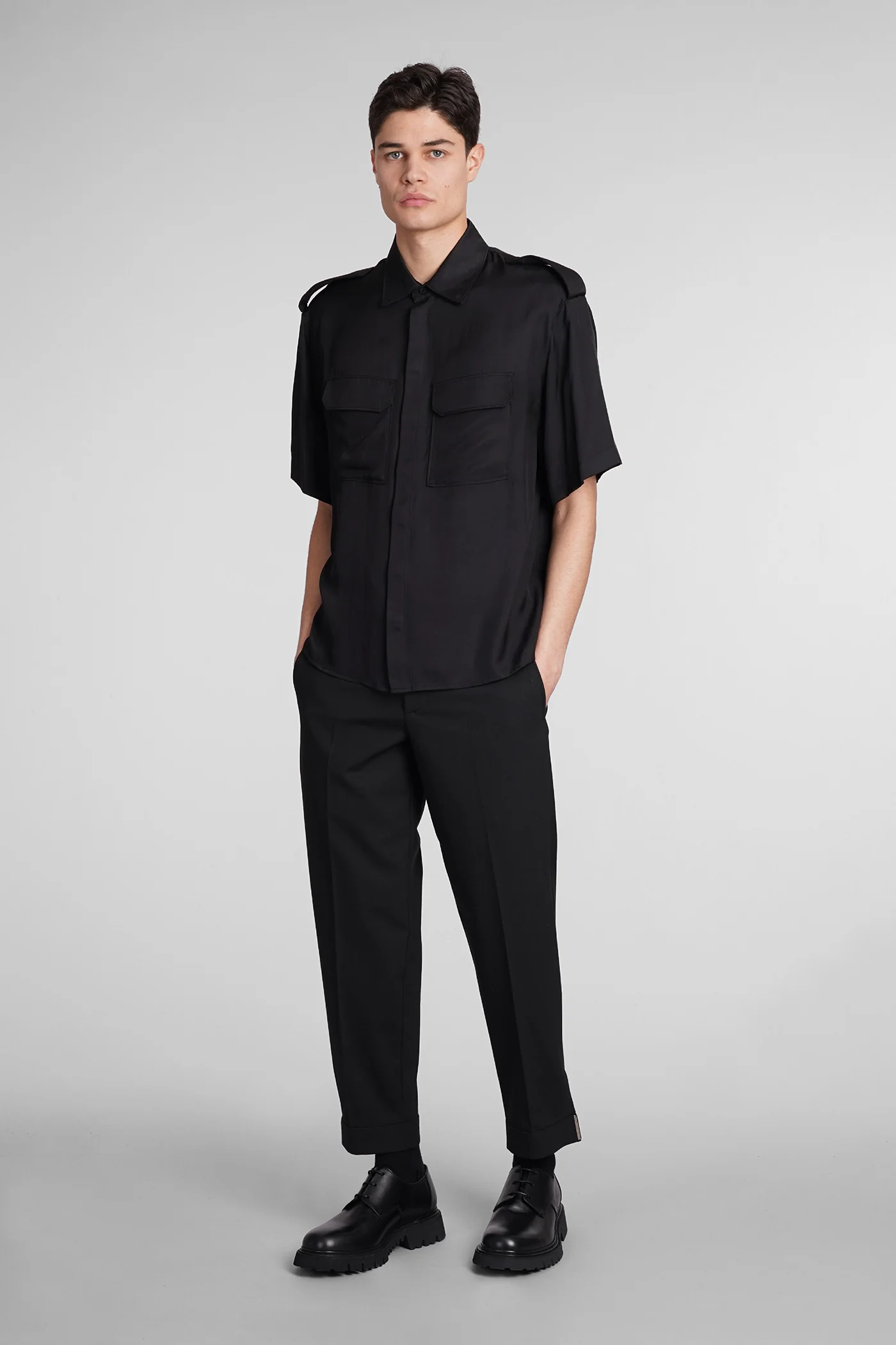 Shirt in black viscose - Image 2