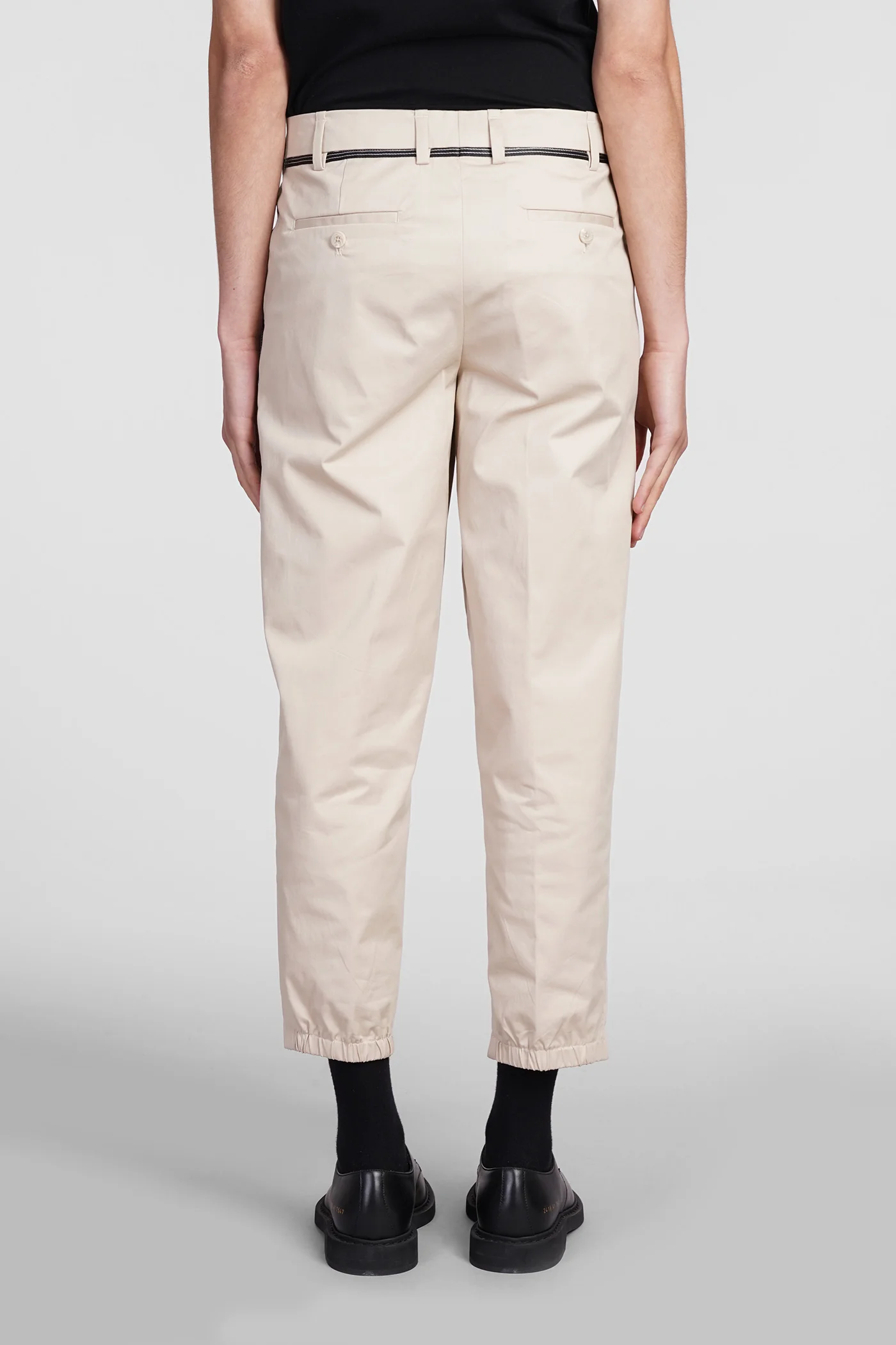Slim regular Pants in beige cotton - Image 3