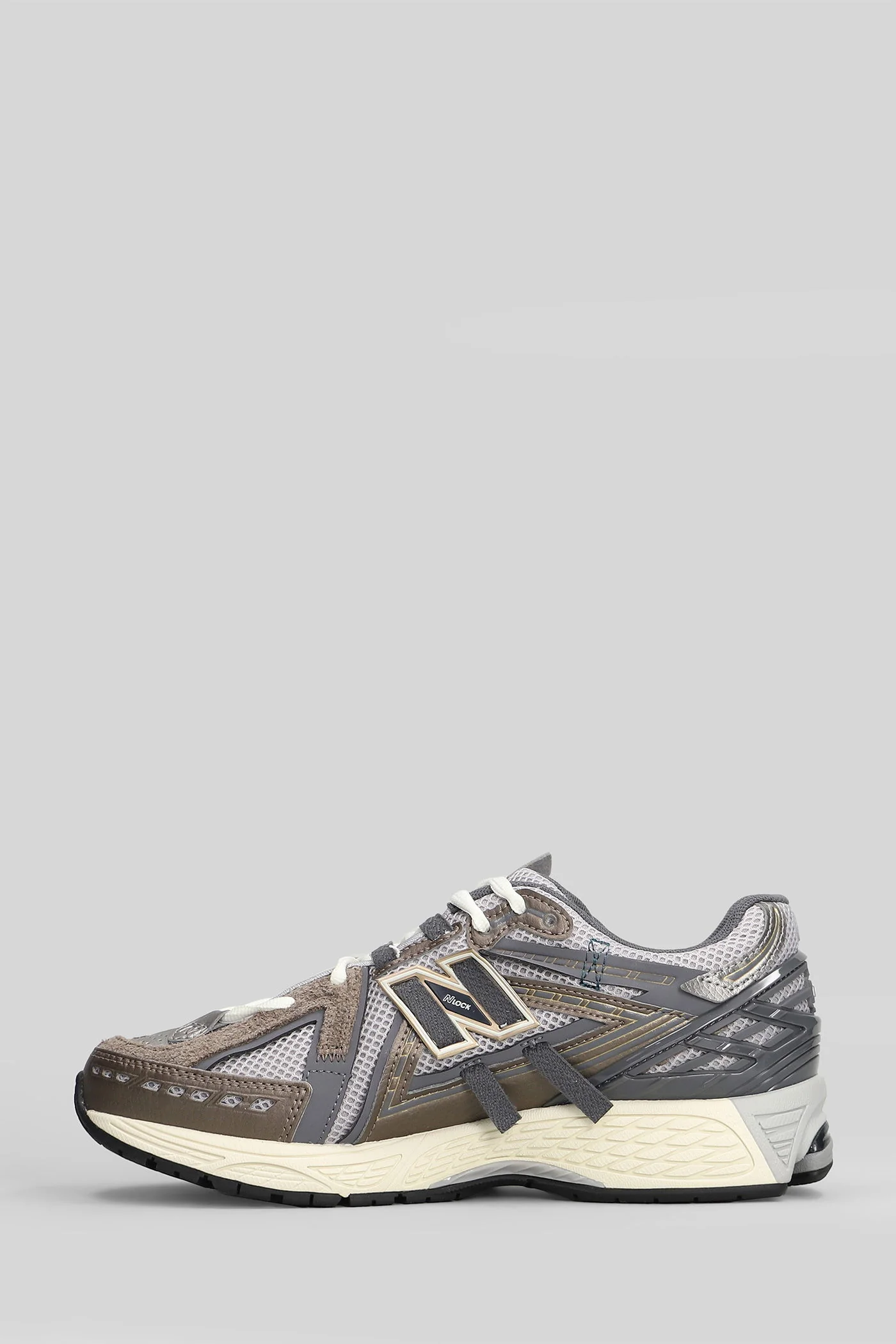 1906 Sneakers in grey leather and fabric - Image 3