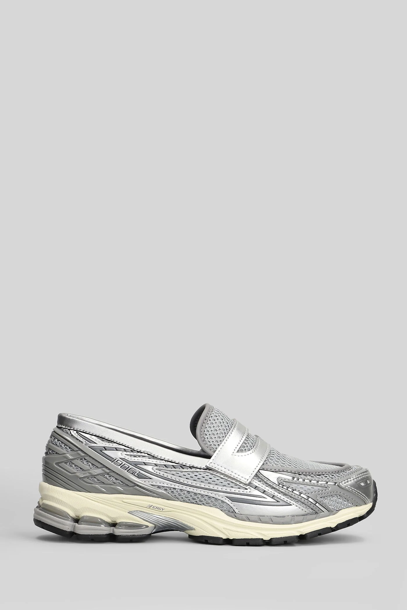 1906L Loafers in silver leather and fabric