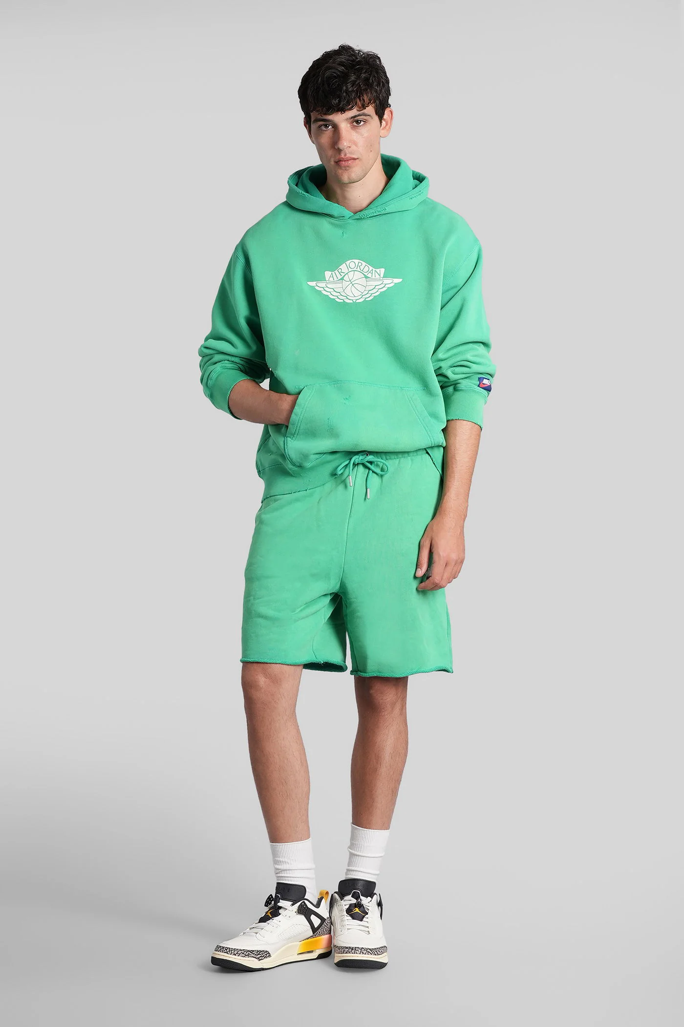 Shorts in green cotton - Image 2