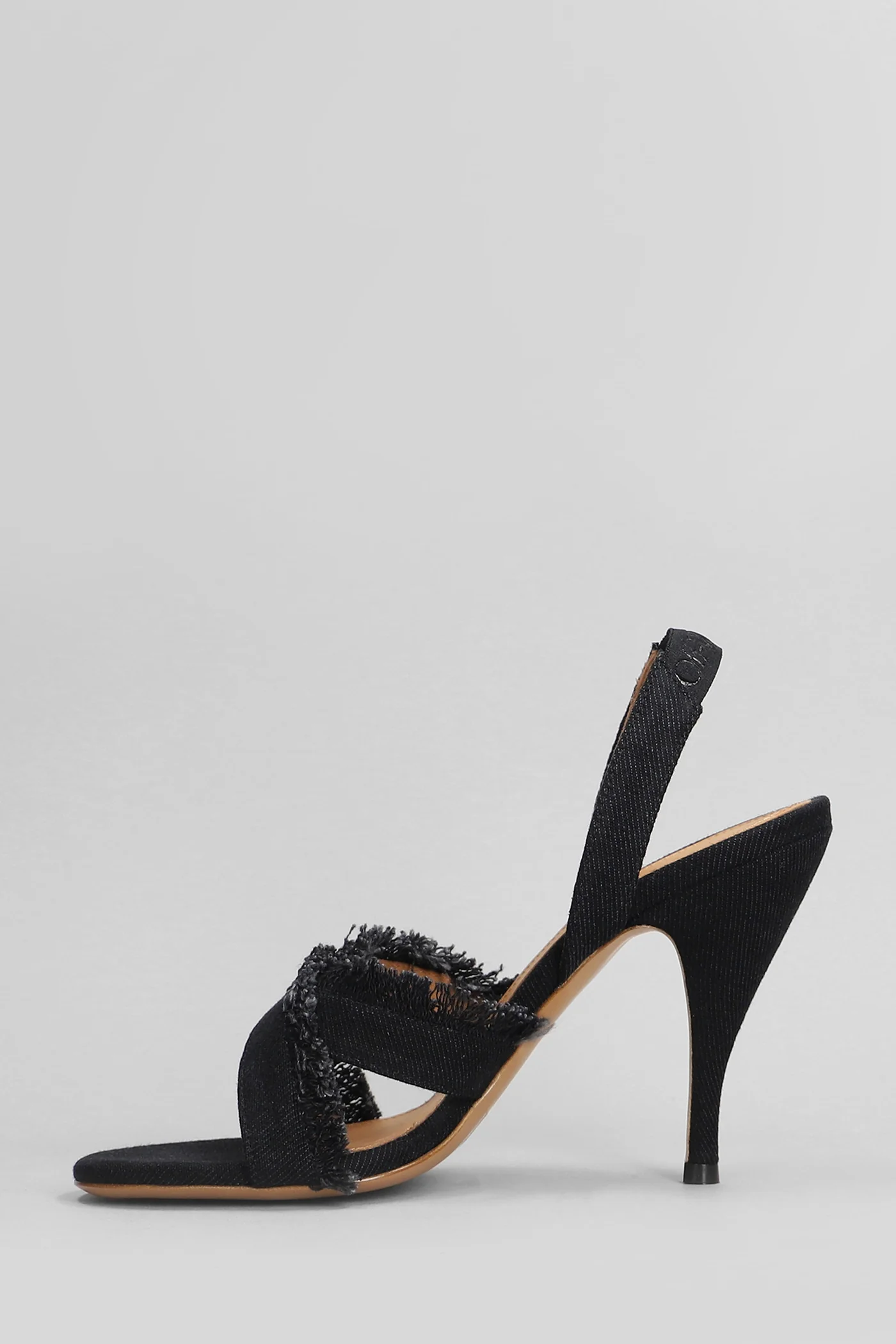 Sandals in black cotton - Image 3