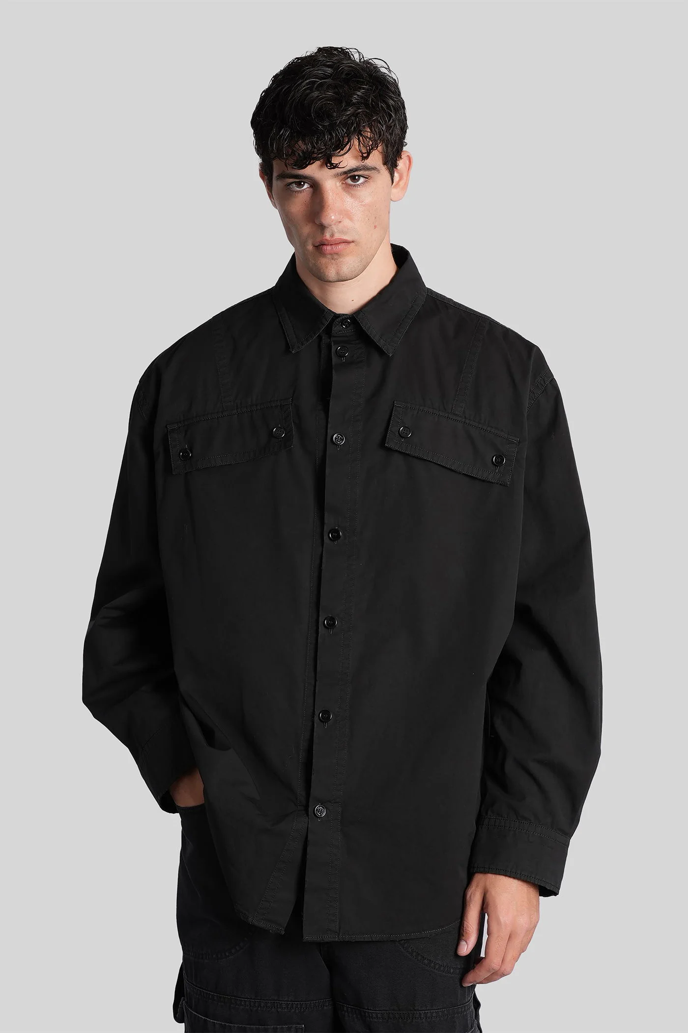 Shirt in black cotton