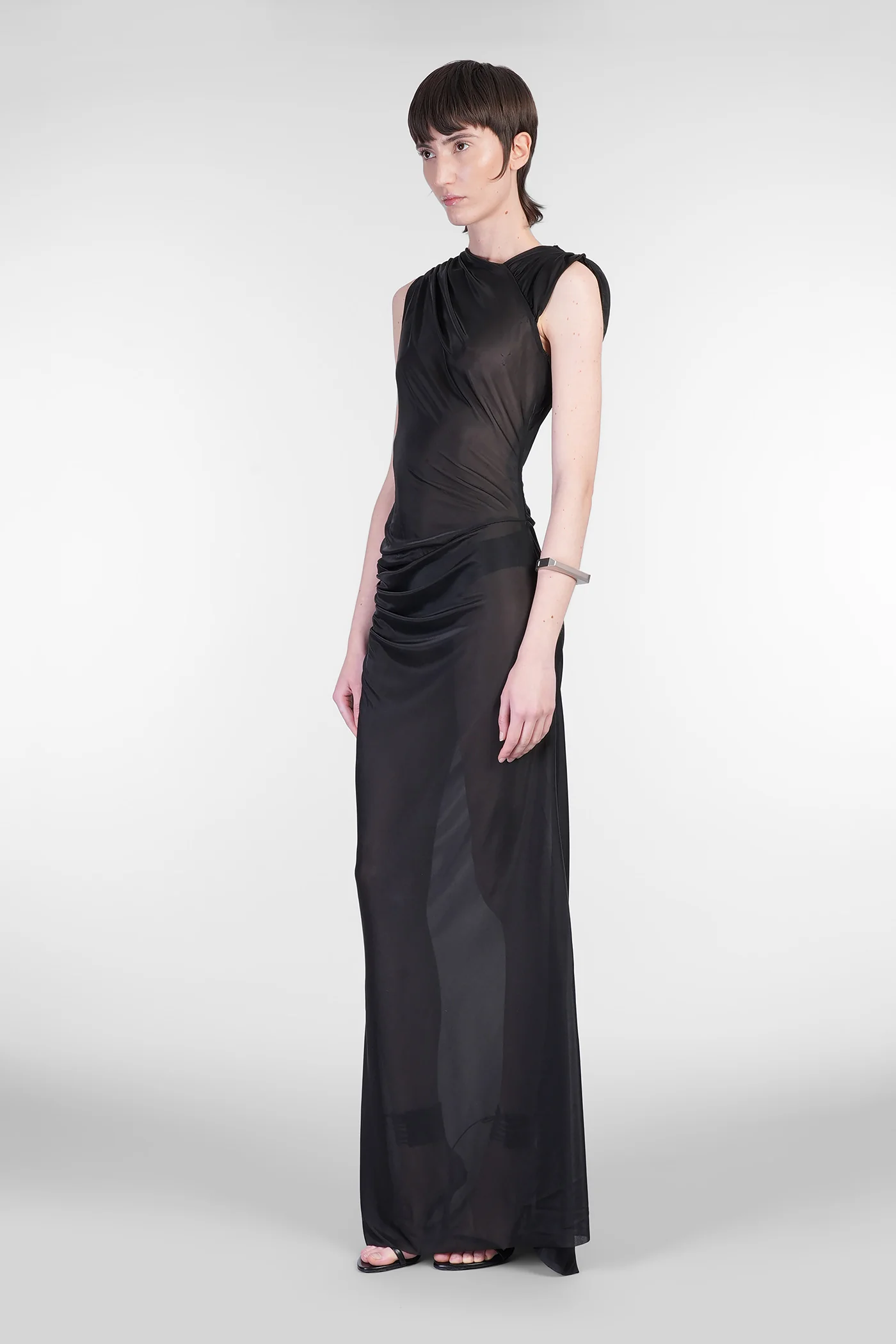 Corolla Long dress in black viscose - Image 4