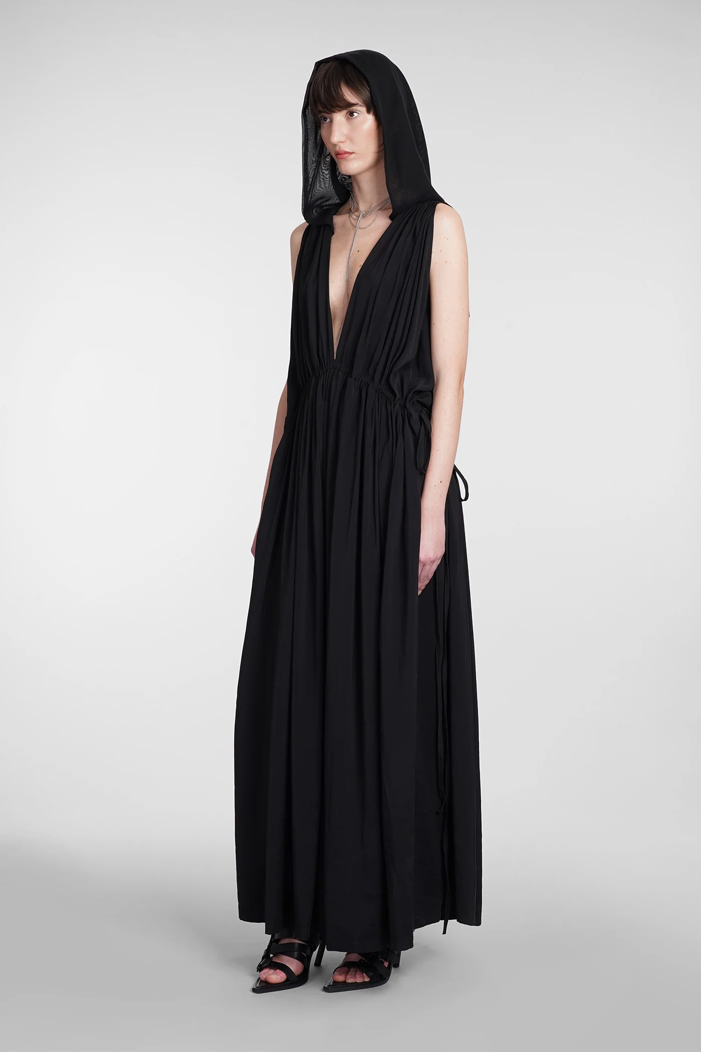La palma Dress woman  in black silk - Image 3