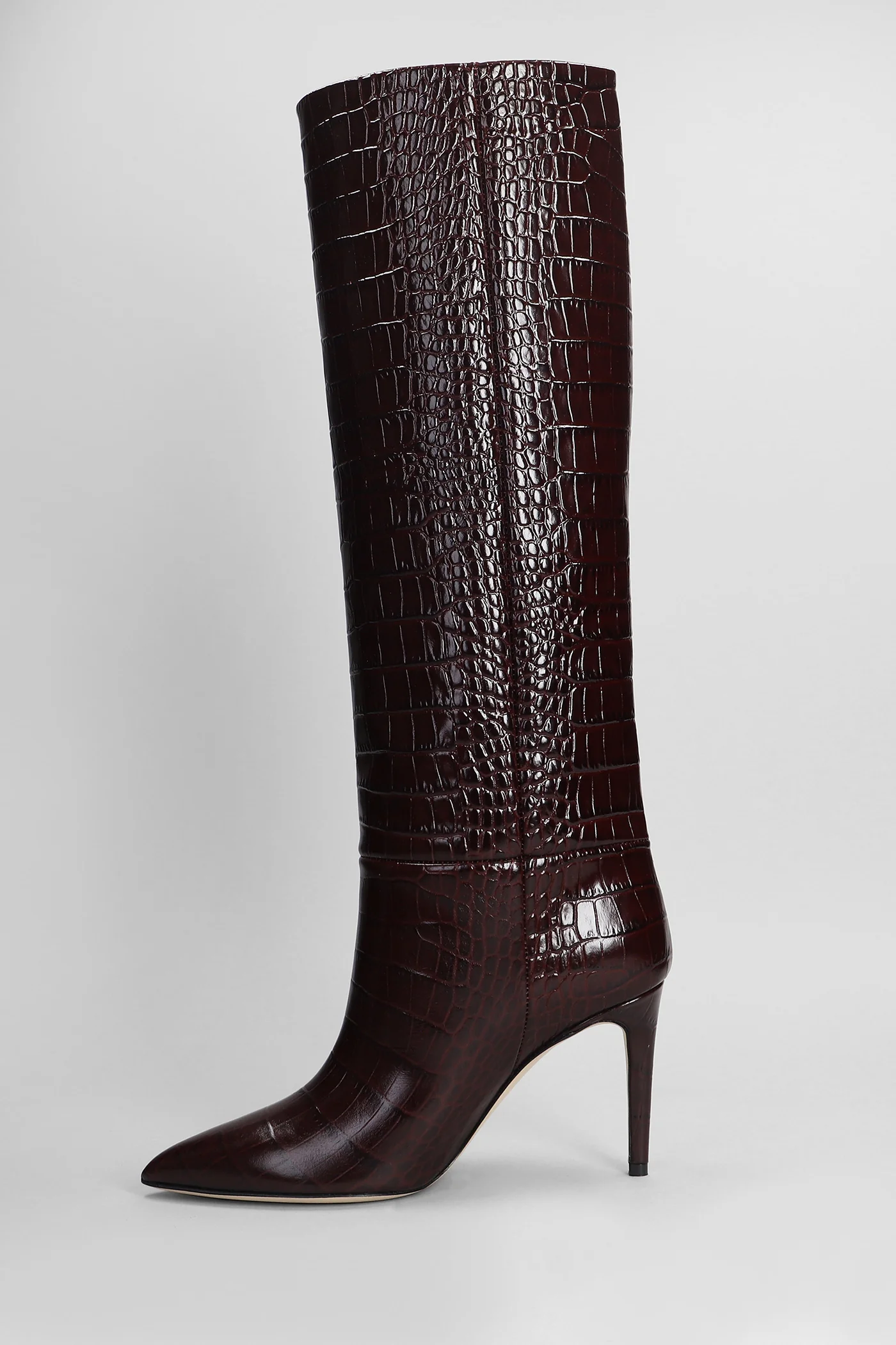 High heels boots in bordeaux leather - Image 3