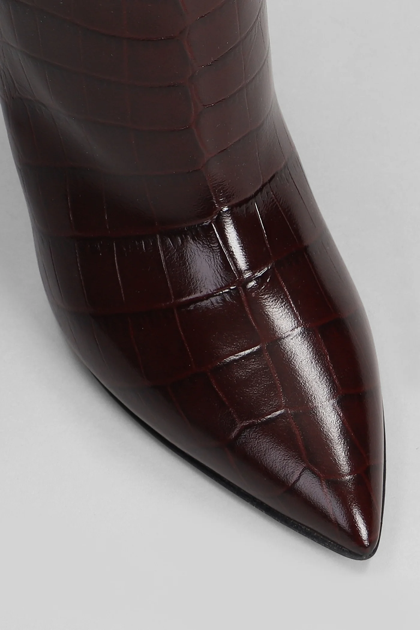 High heels boots in bordeaux leather - Image 5