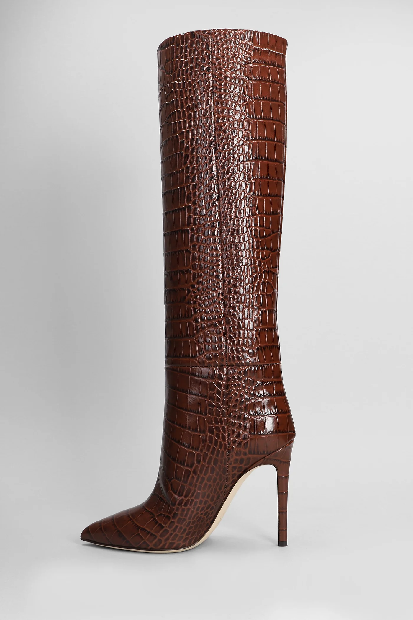 High heels boots in brown leather - Image 3