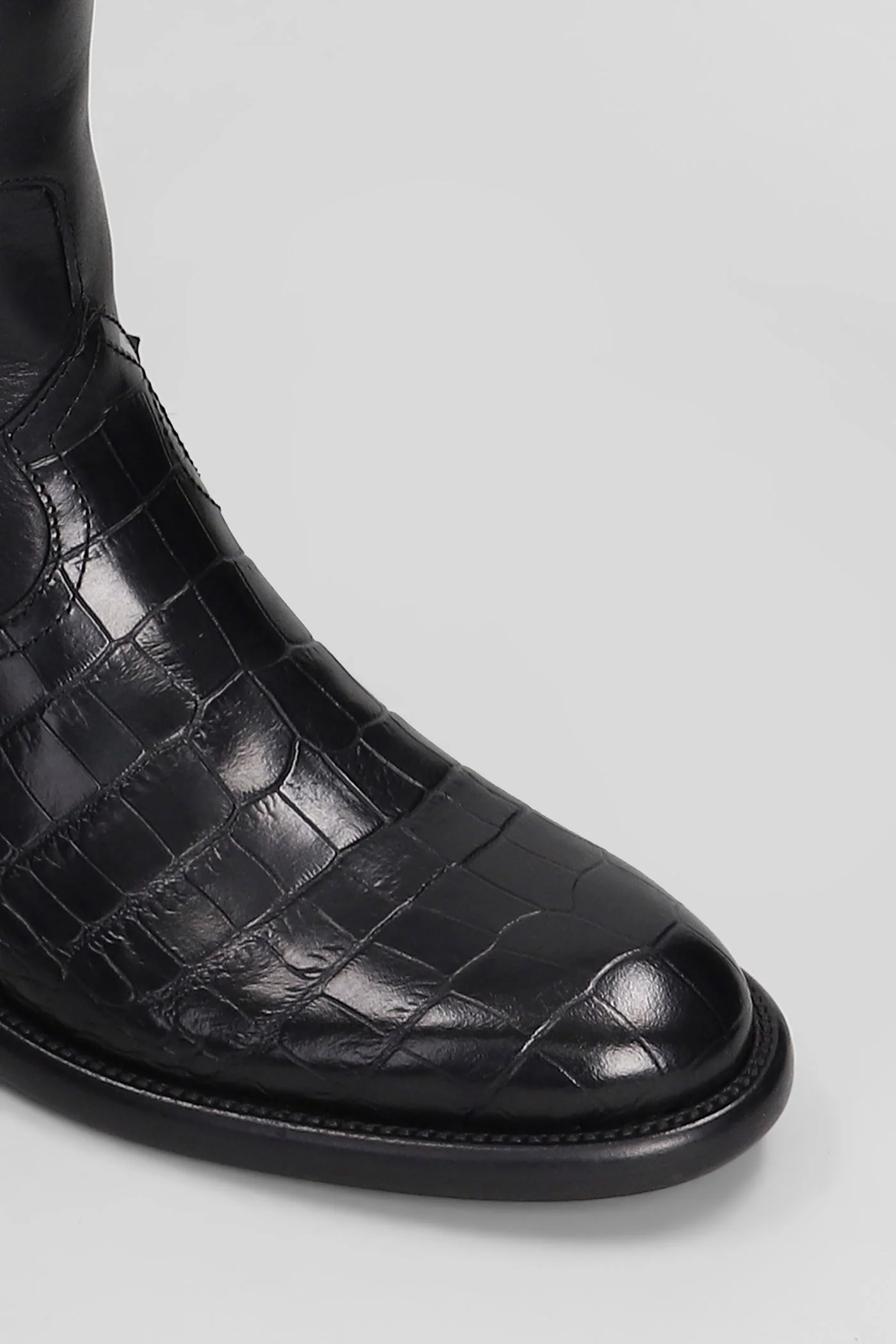 Montana Buckle Boot low heels boots in black leather - Image 5