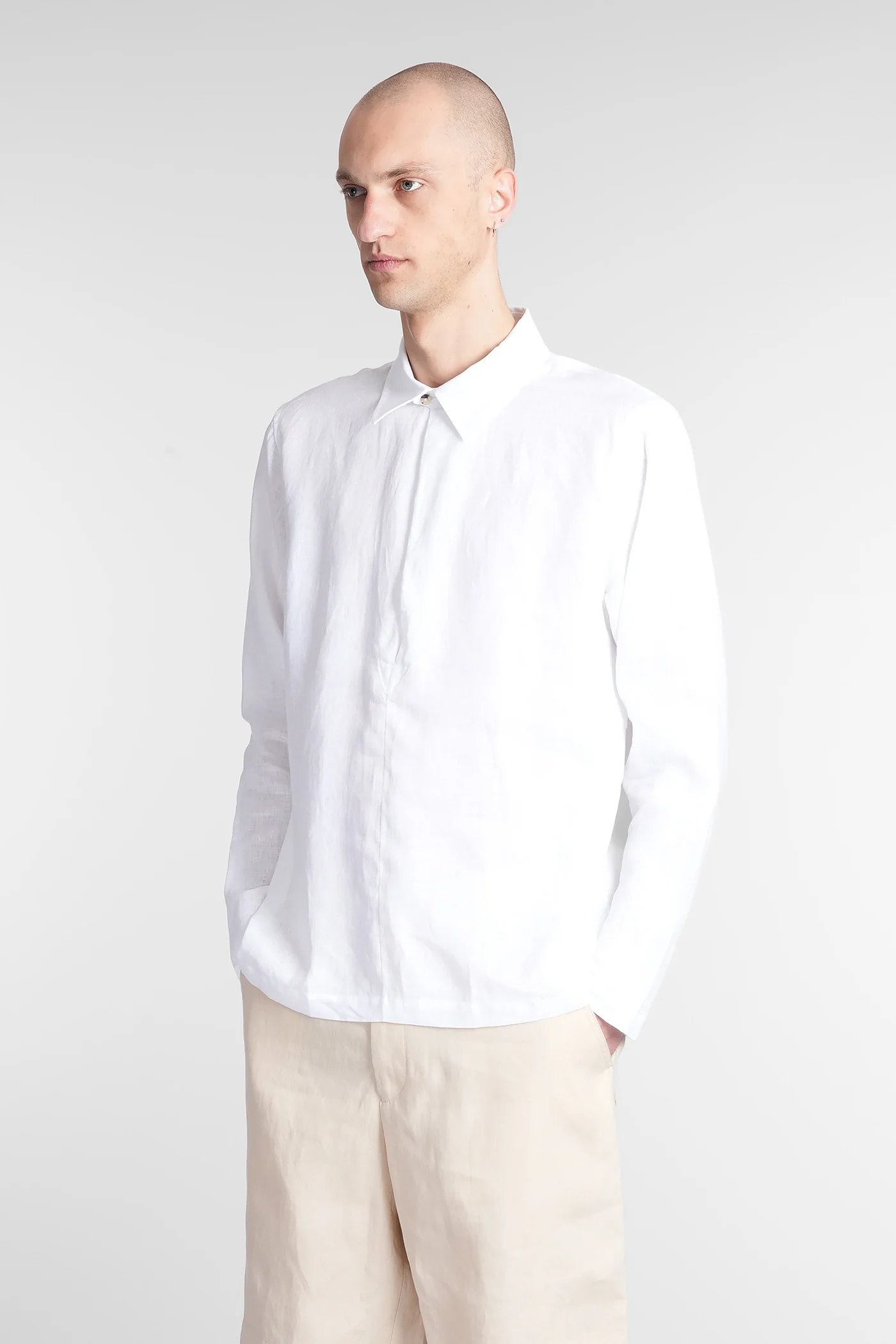 Shirt in white linen - Image 4