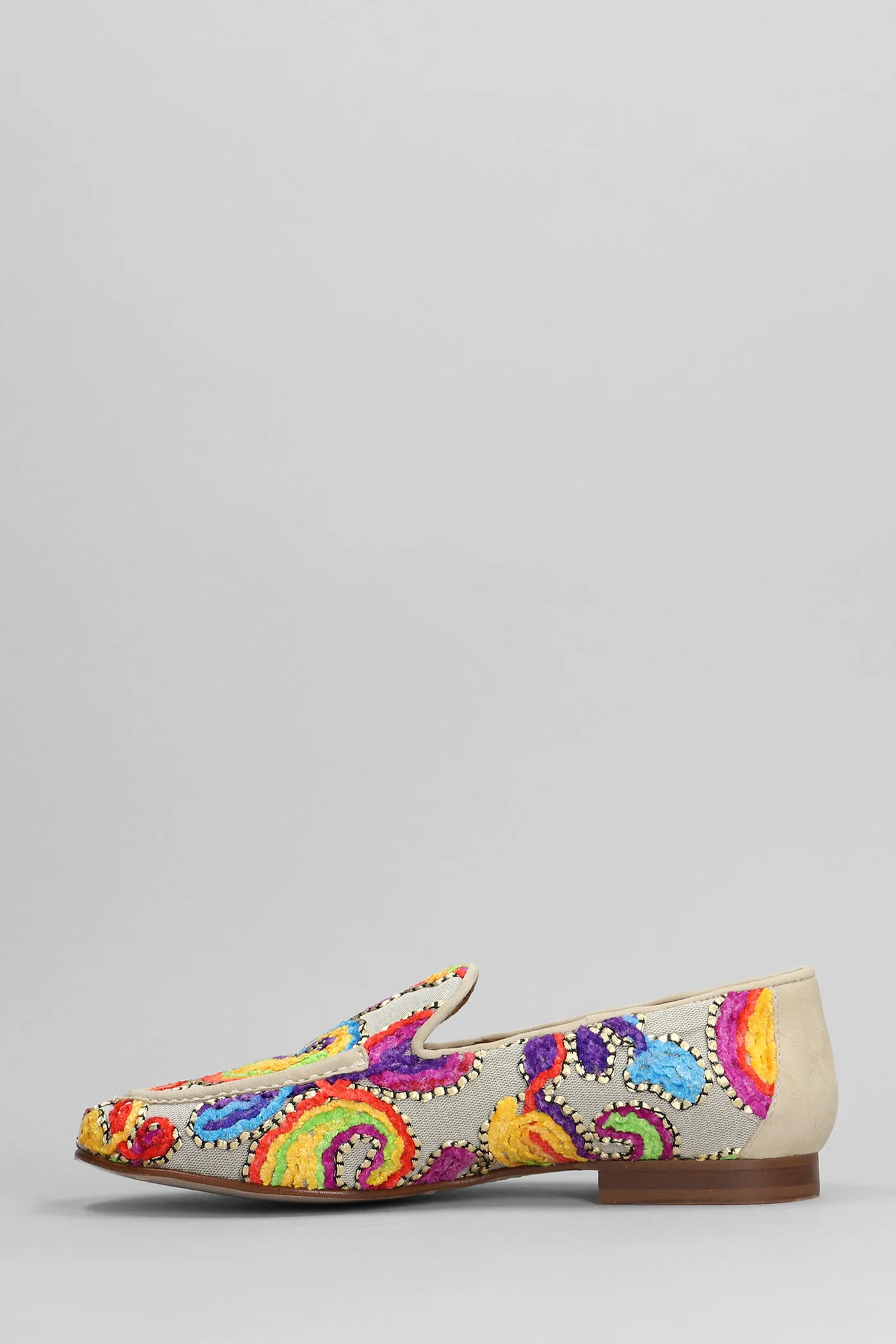 Loafers in beige fabric - Image 3