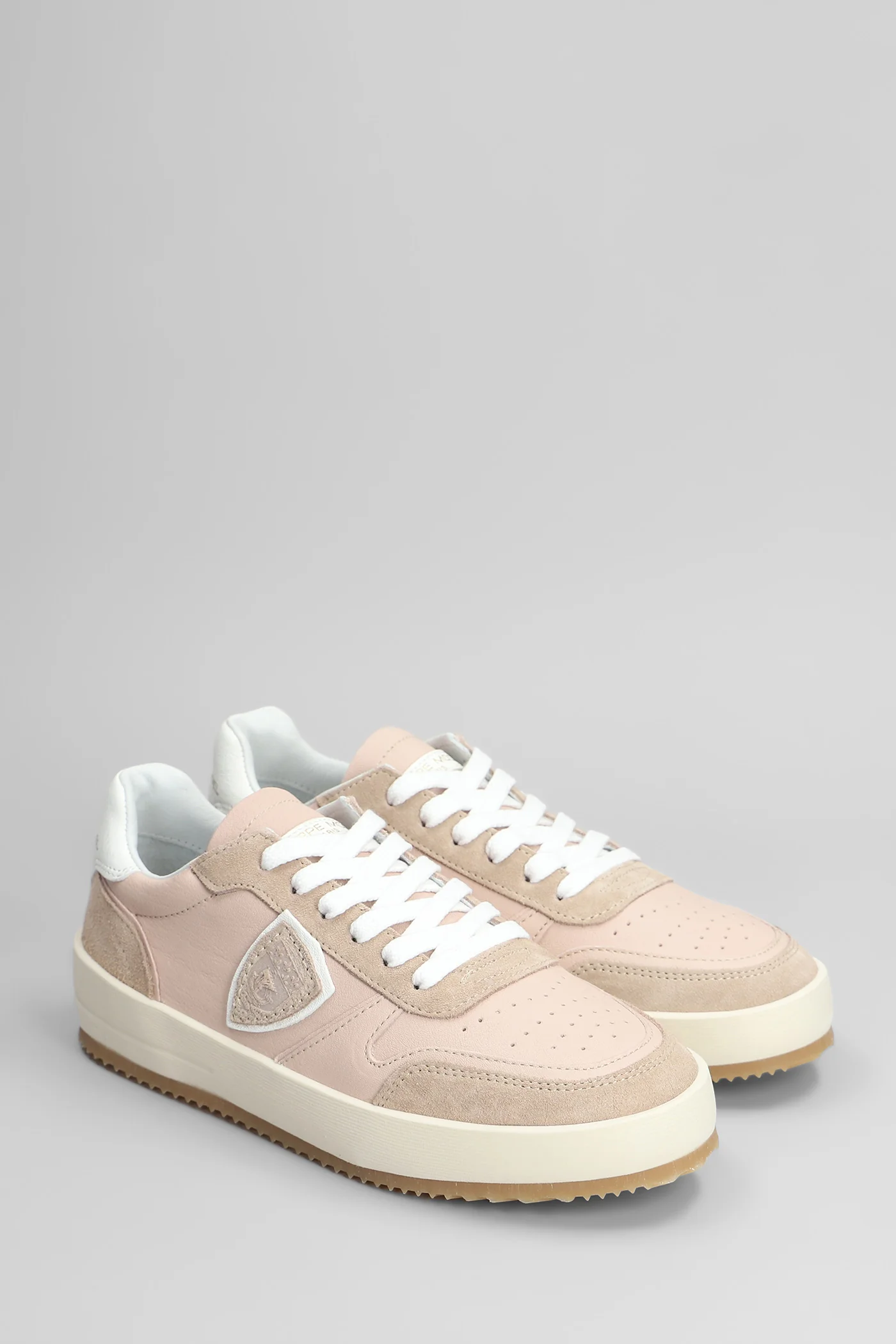 Nice Low Sneakers in rose-pink suede and leather - Image 2