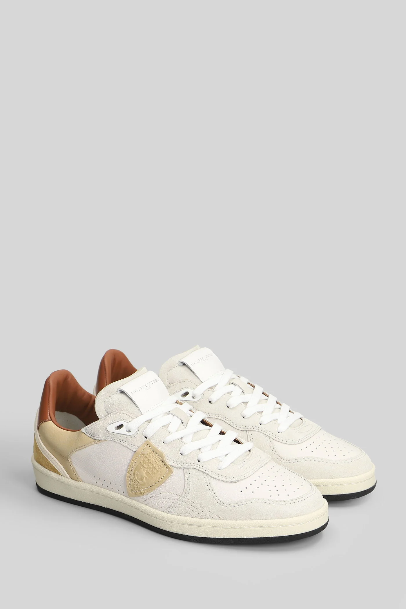 Pgal Low Sneakers in white suede and leather - Image 2