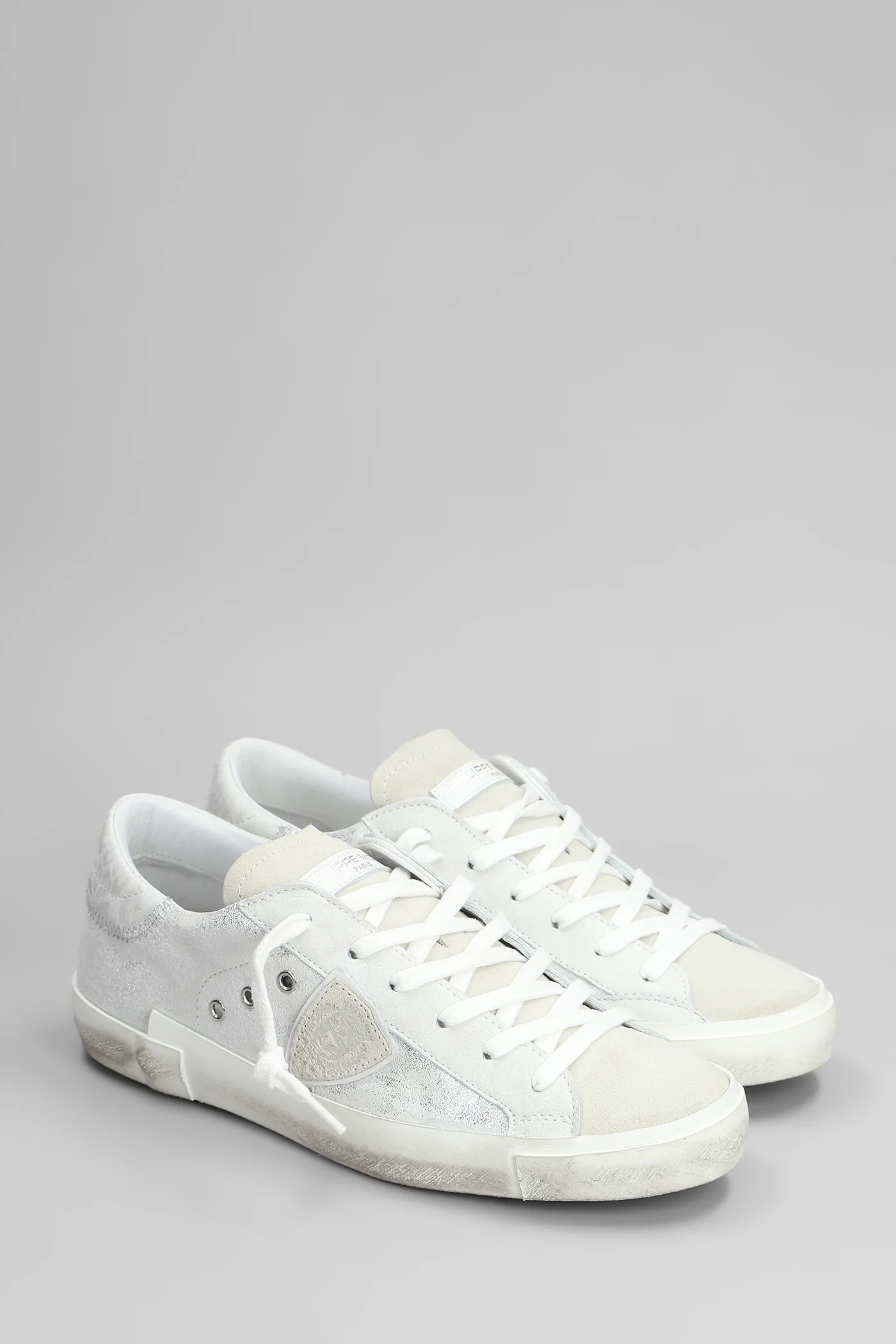 Prsx Low Sneakers in silver suede and leather - Image 2