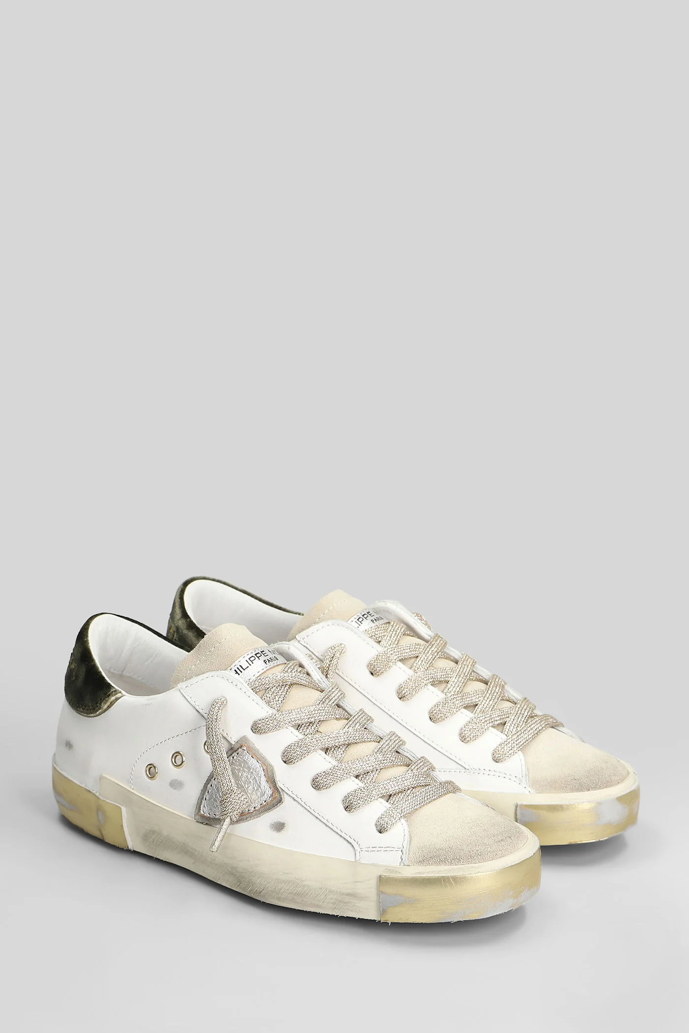 Prsx Low Sneakers in white suede and leather - Image 2