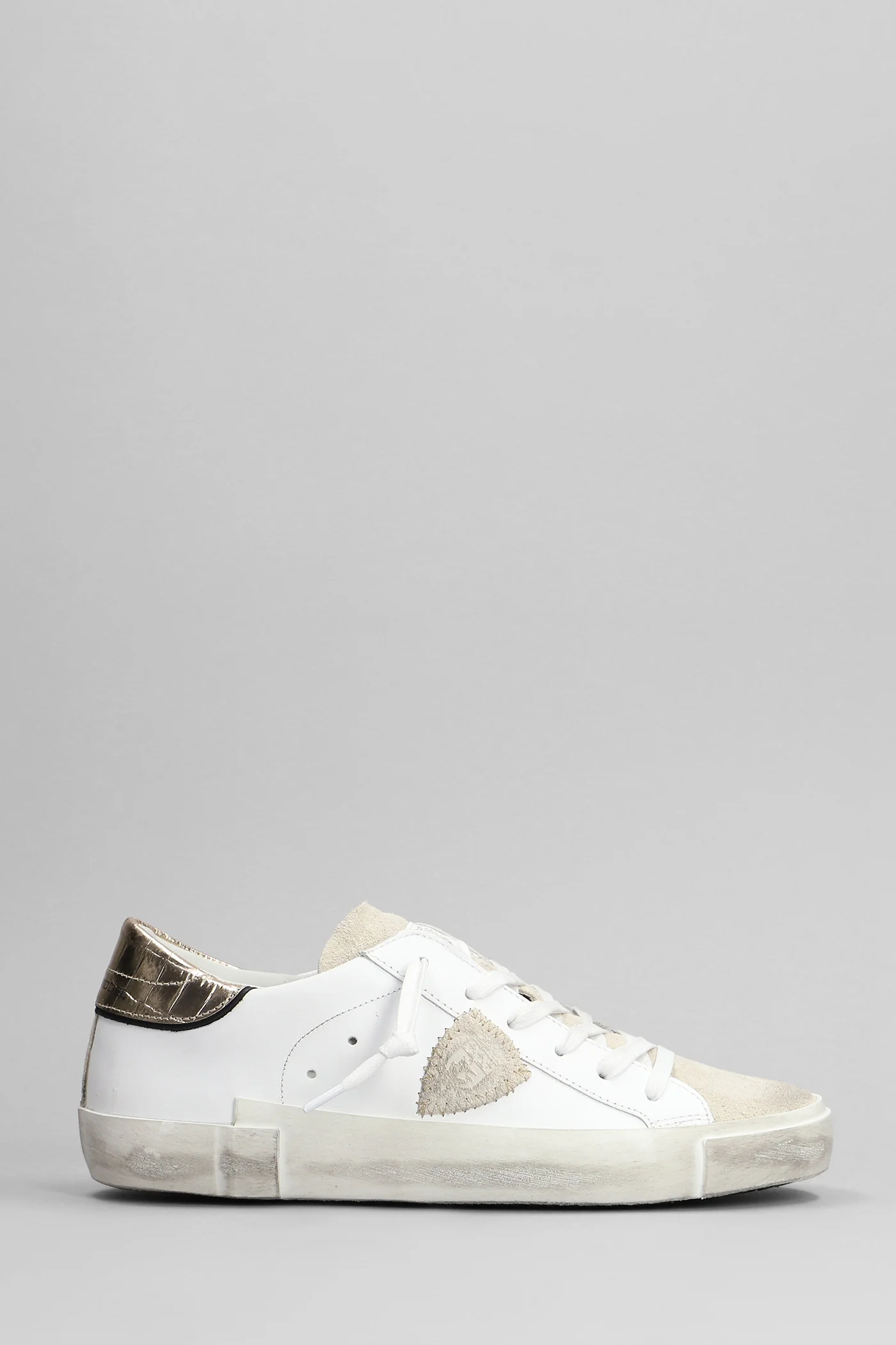 Prsx Low Sneakers in white suede and leather