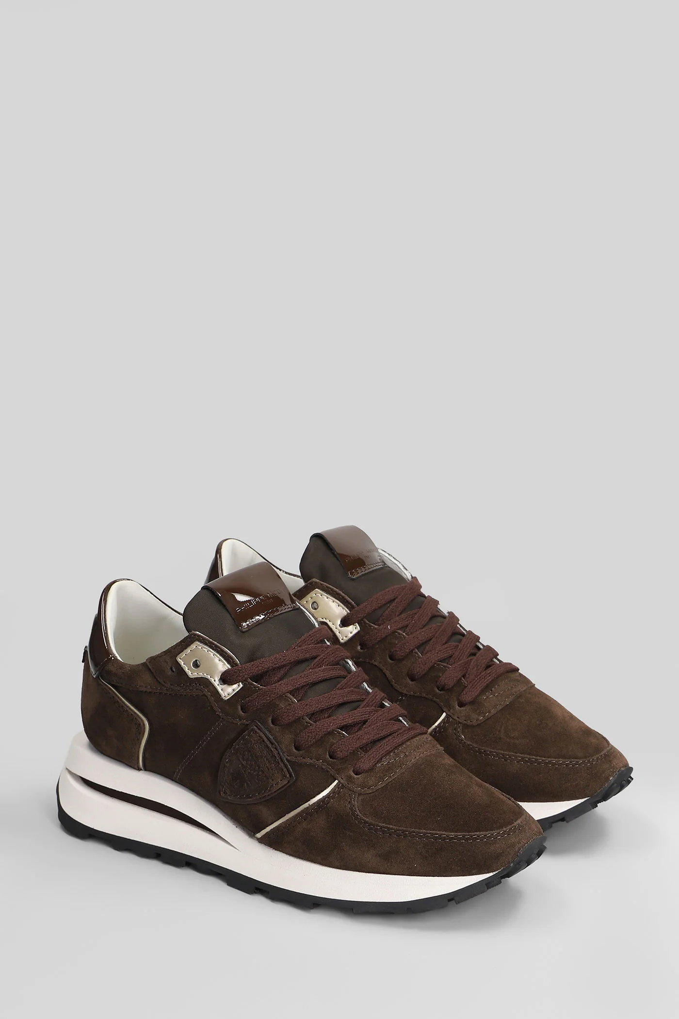 Trop Haute Low Sneakers in brown suede - Image 2