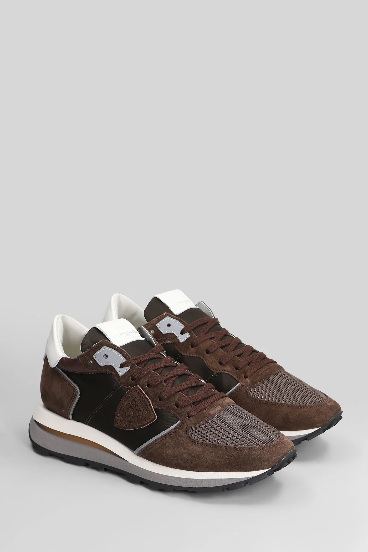 Trop Haute Low Sneakers in brown Suede and fabric - Image 2