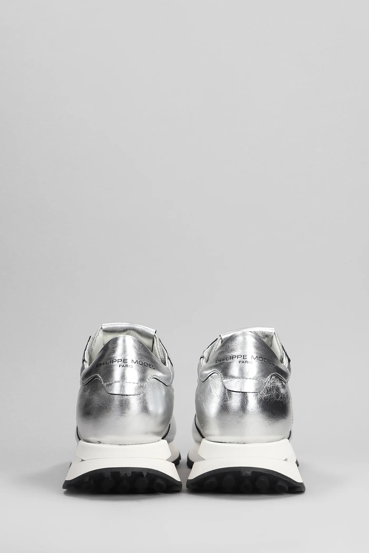 Tropez Sneakers in silver leather and fabric - Image 4