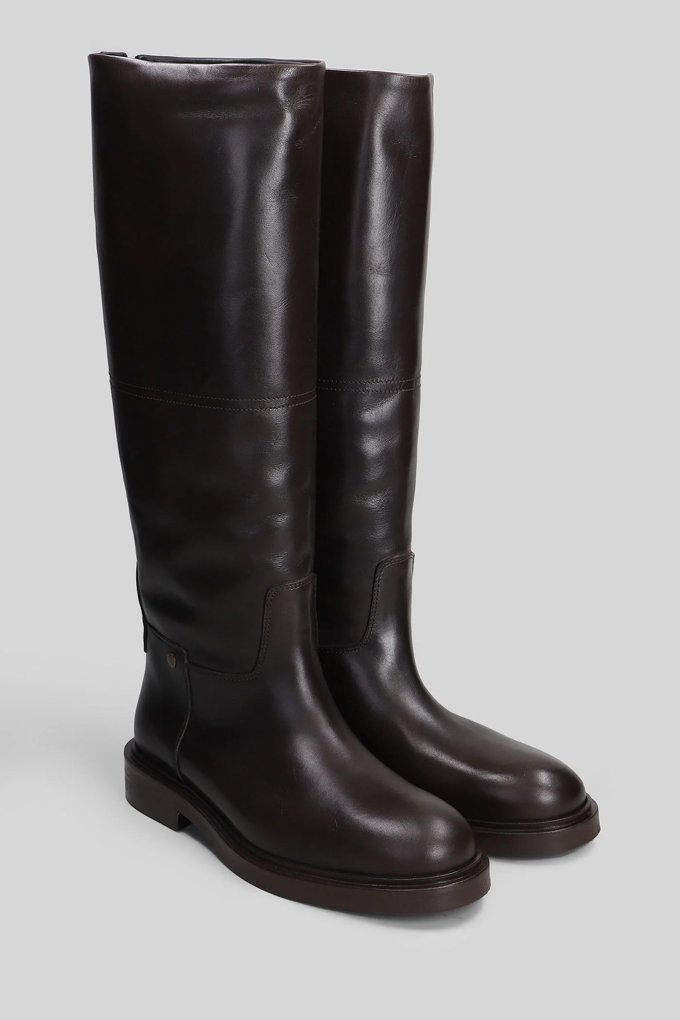Eve low heels boots in dark brown leather - Image 2