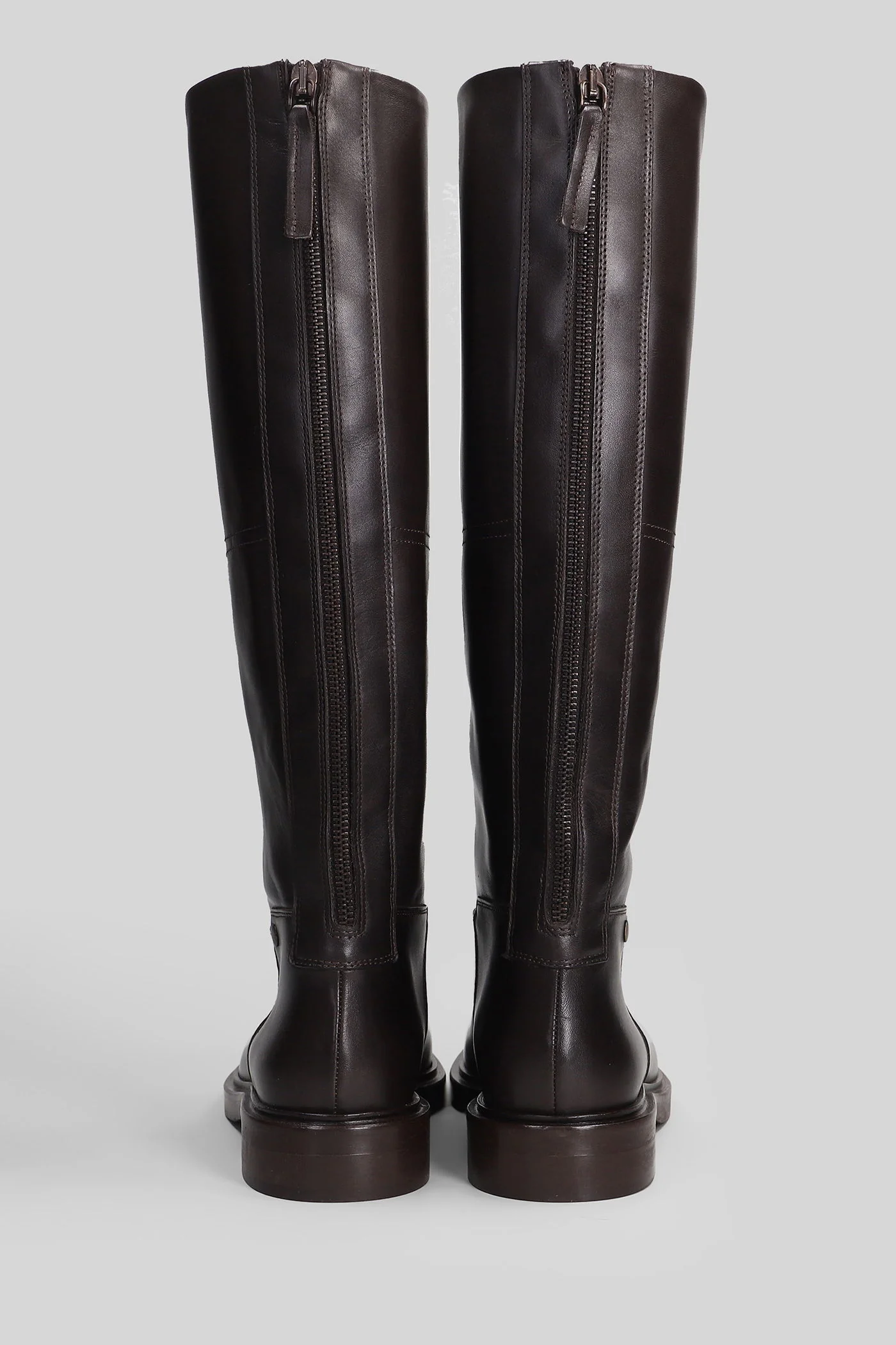 Eve low heels boots in dark brown leather - Image 4