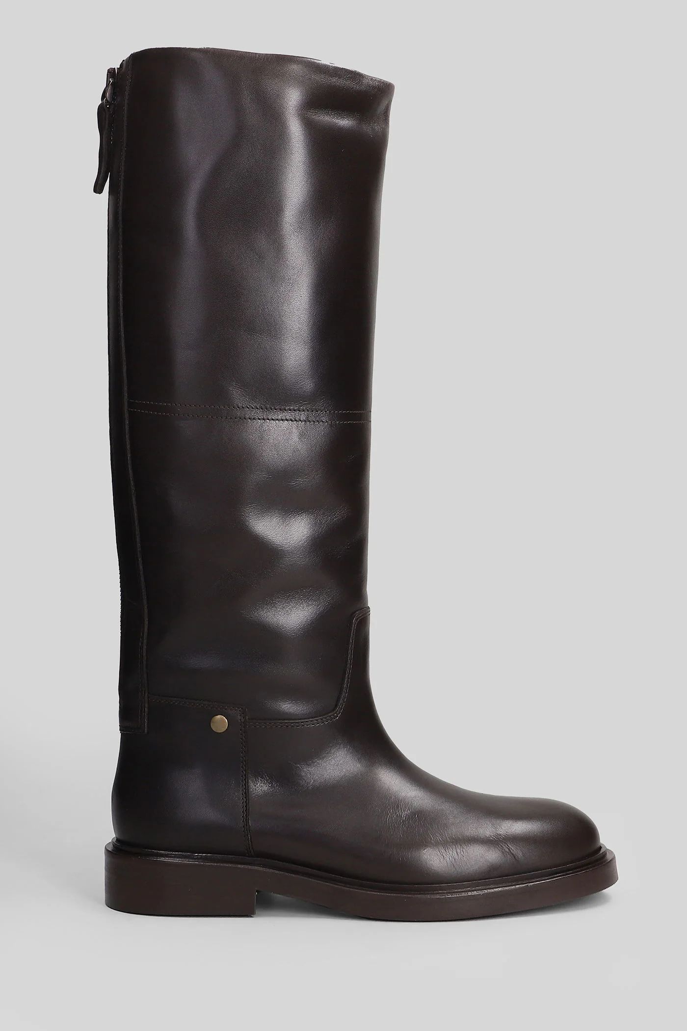 Eve low heels boots in dark brown leather - Image 56