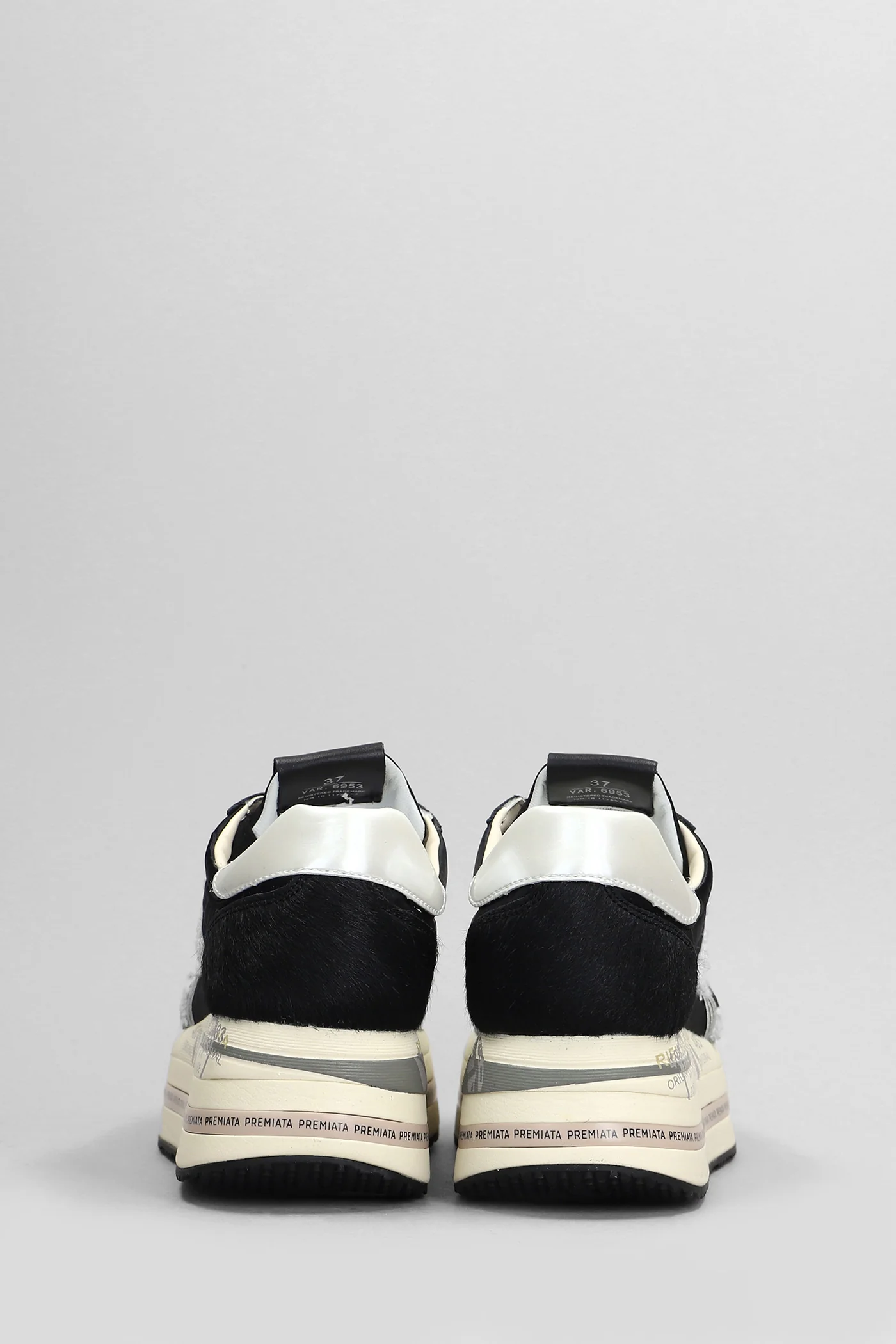 Beth Sneakers in black leather and fabric - Image 4