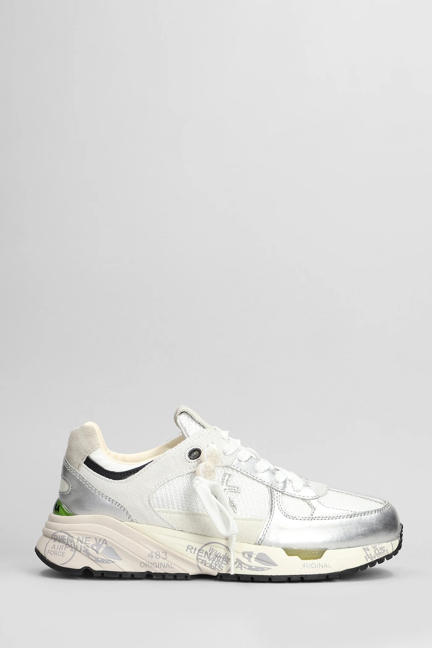 Mase Sneakers in silver leather and fabric