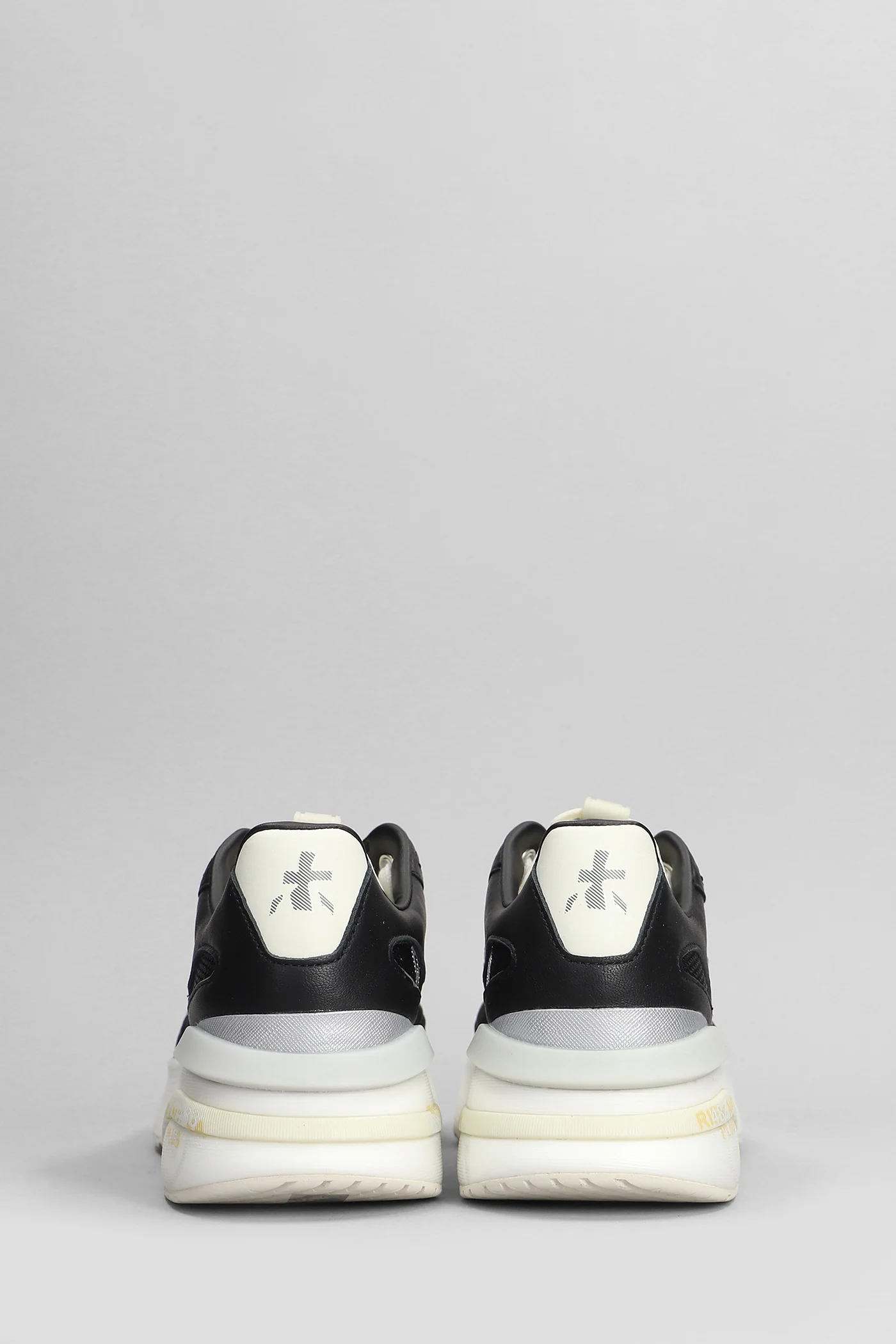Moerun Sneakers in black leather and fabric - Image 4
