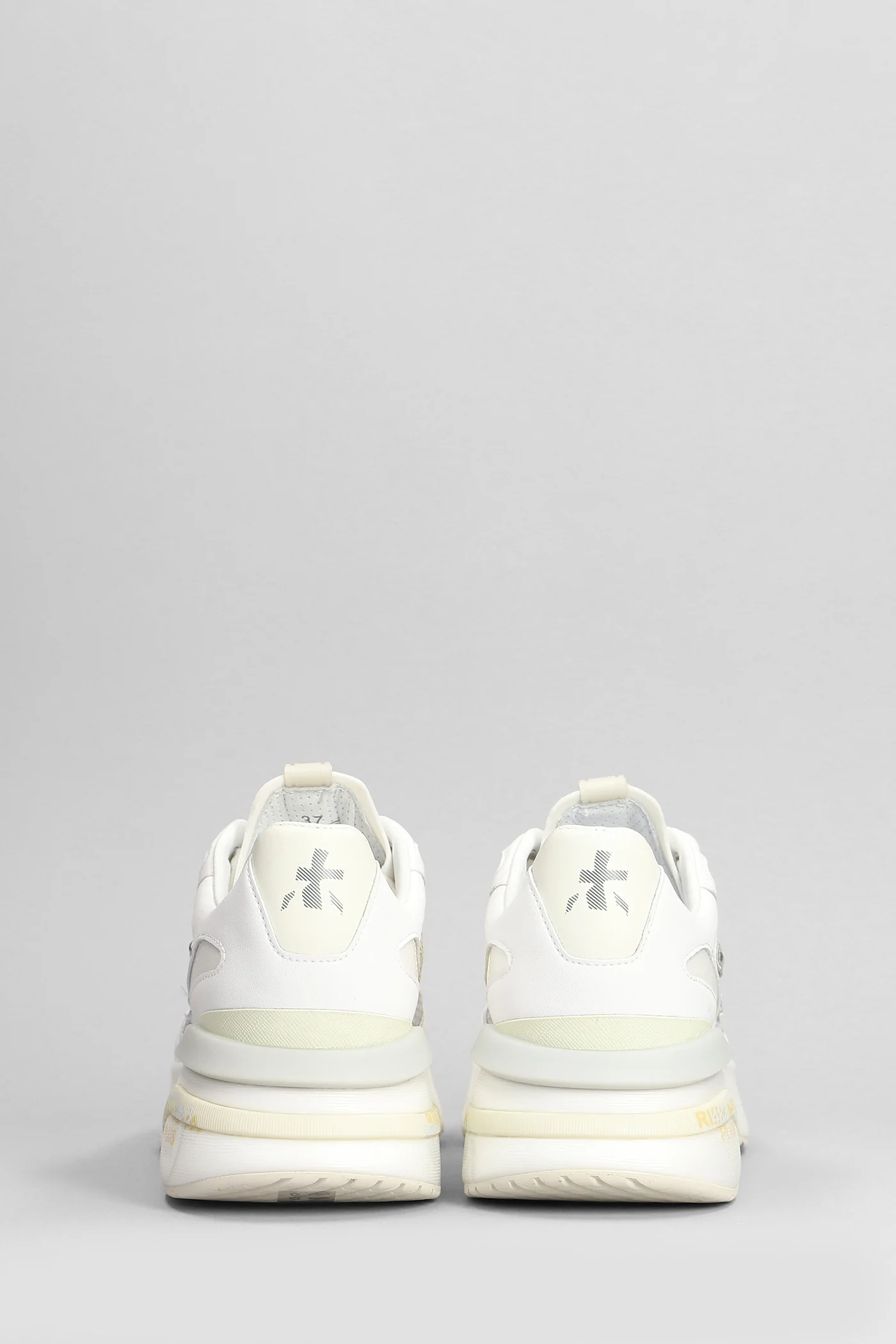 Moerun Sneakers in white leather and fabric - Image 4