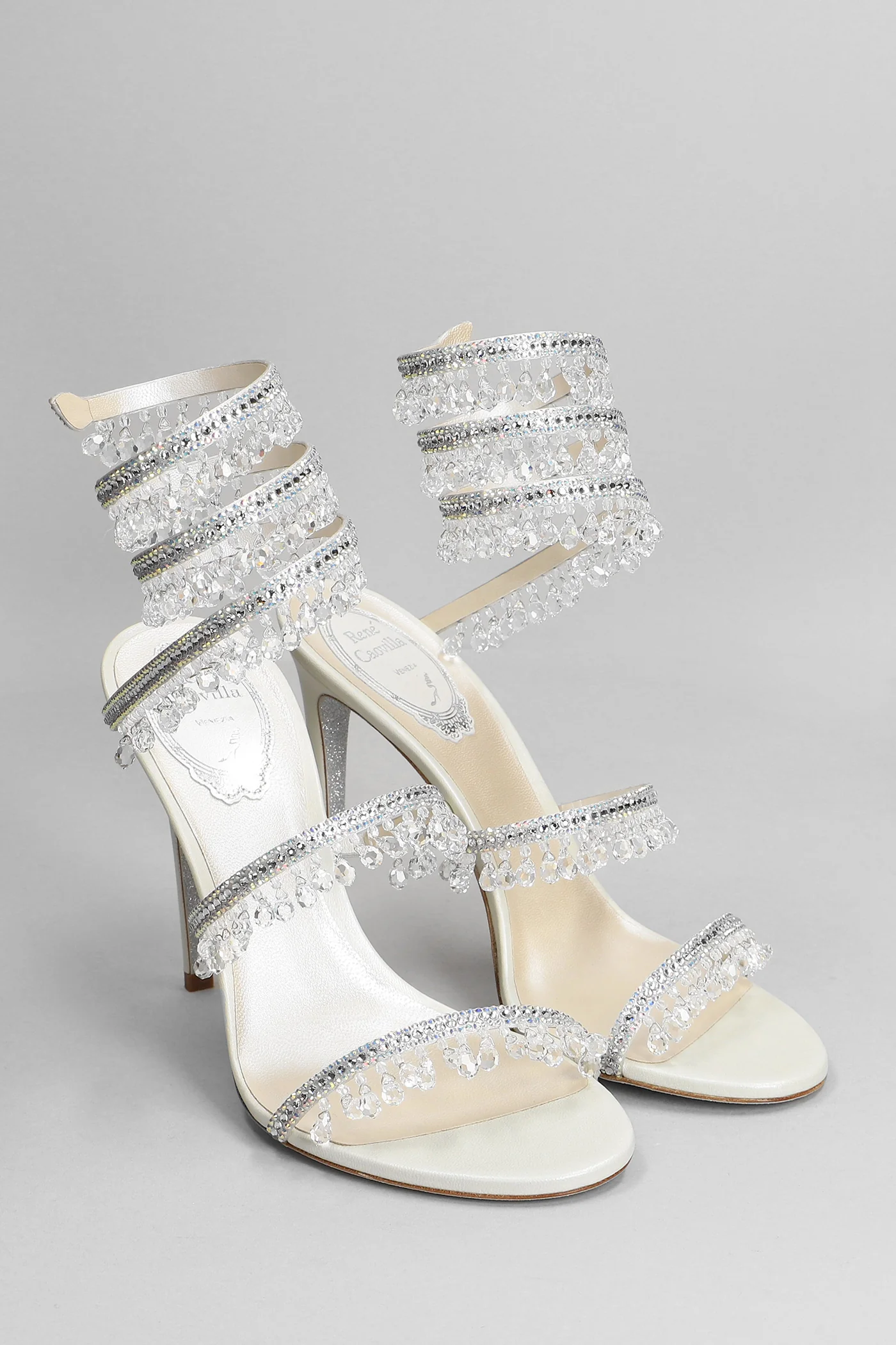 Chandelier Sandals in white satin - Image 2