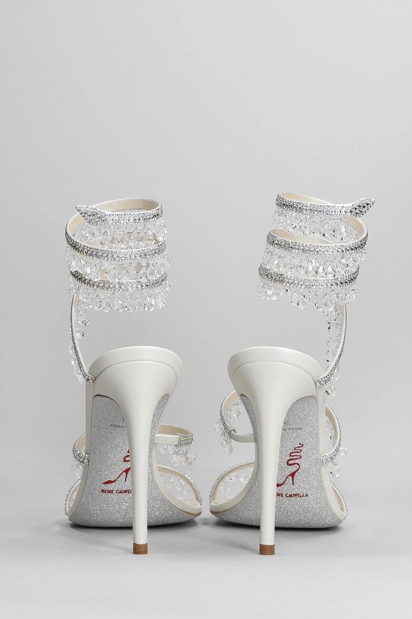 Chandelier Sandals in white satin - Image 4