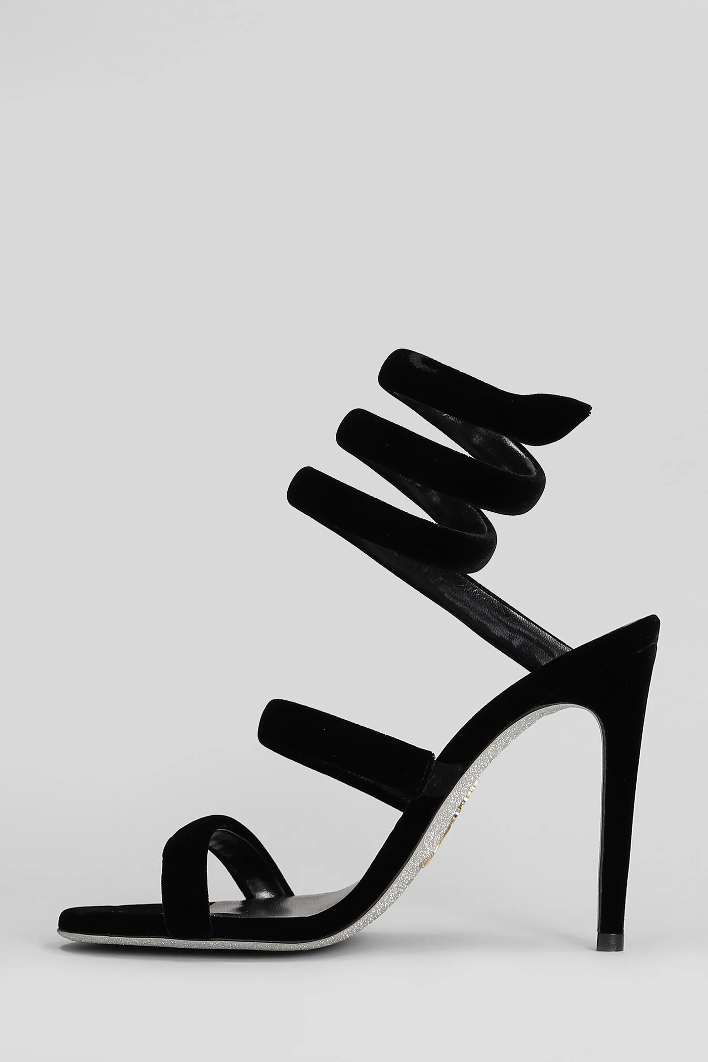 Cleo Sandals in black velvet - Image 3