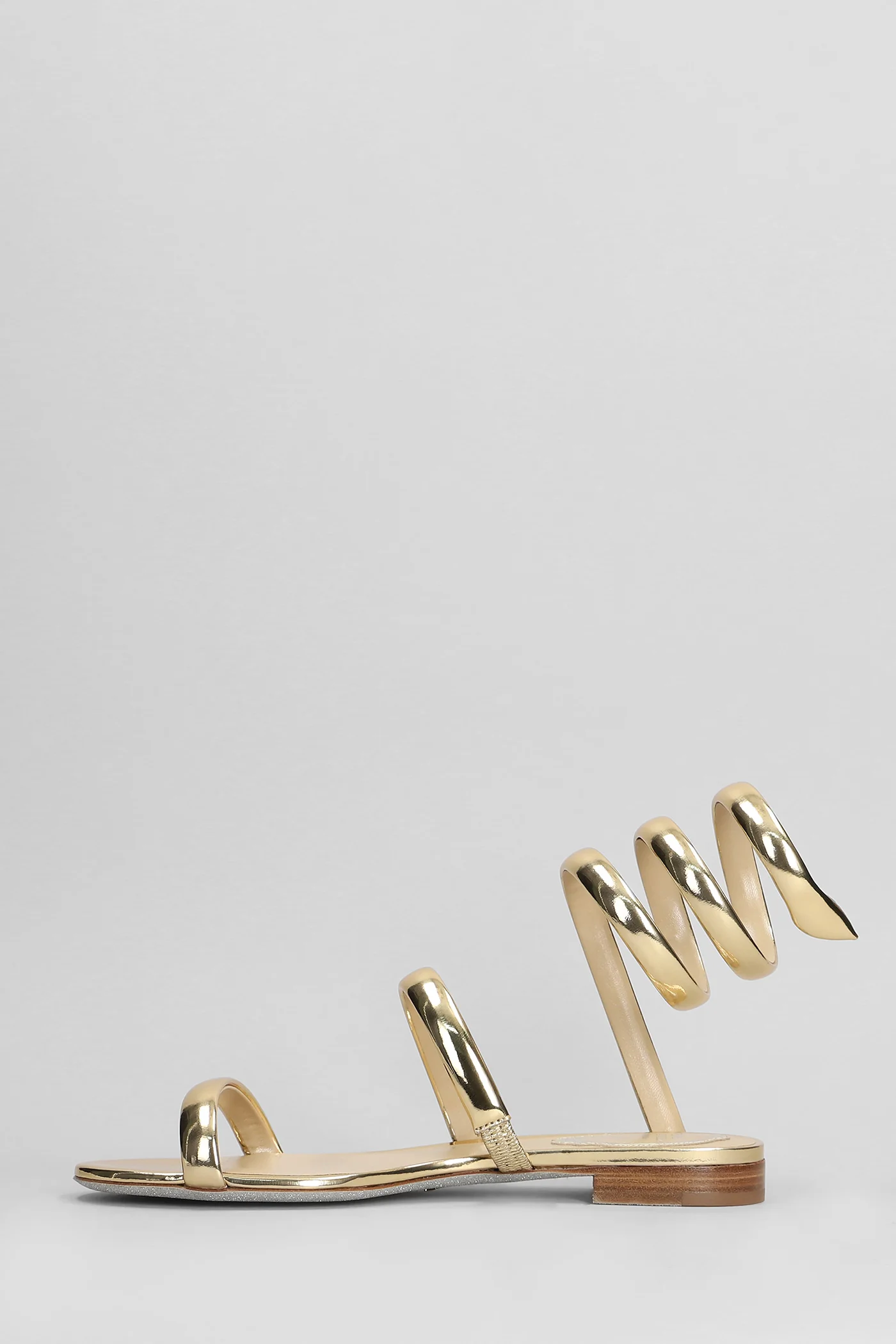 Serpente Flats in gold leather - Image 3